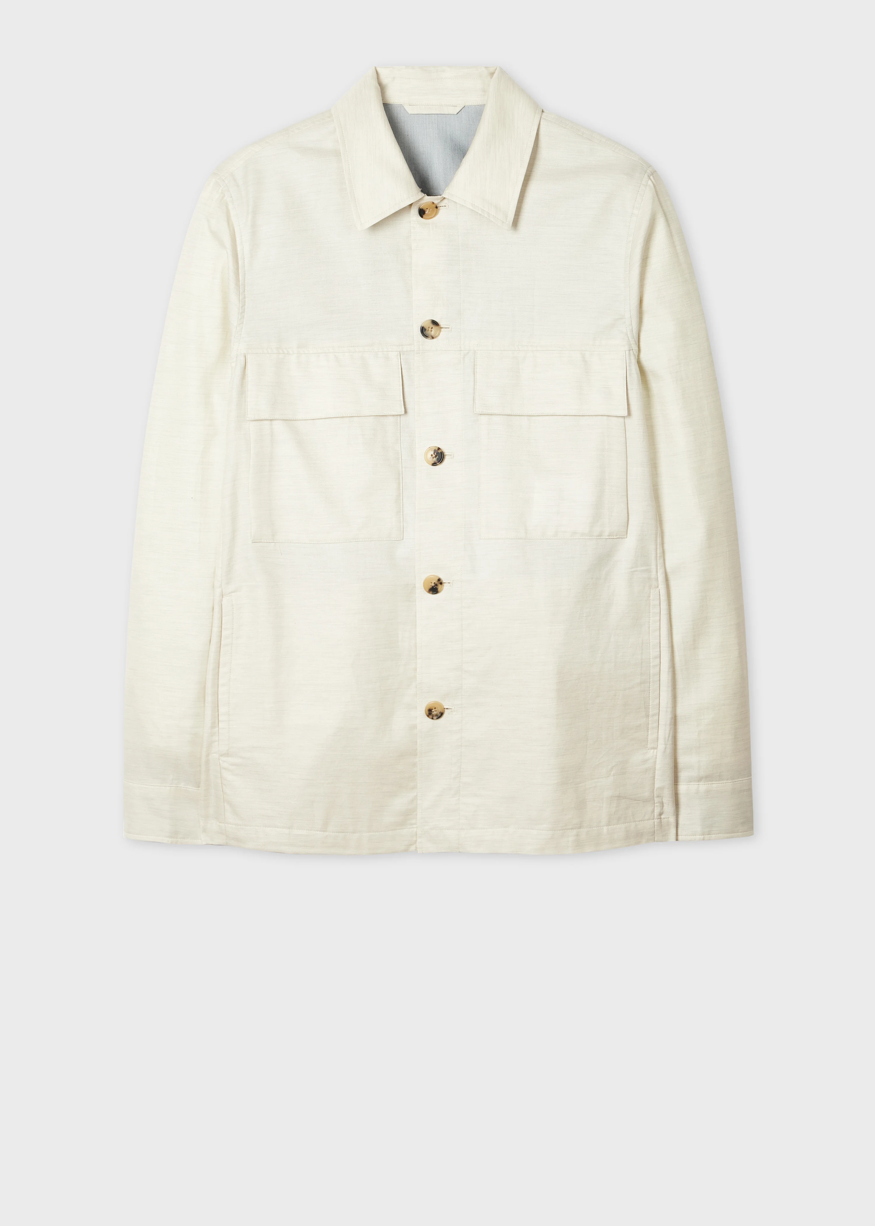 Cream Brushed Cotton-Twill Overshirt - 1