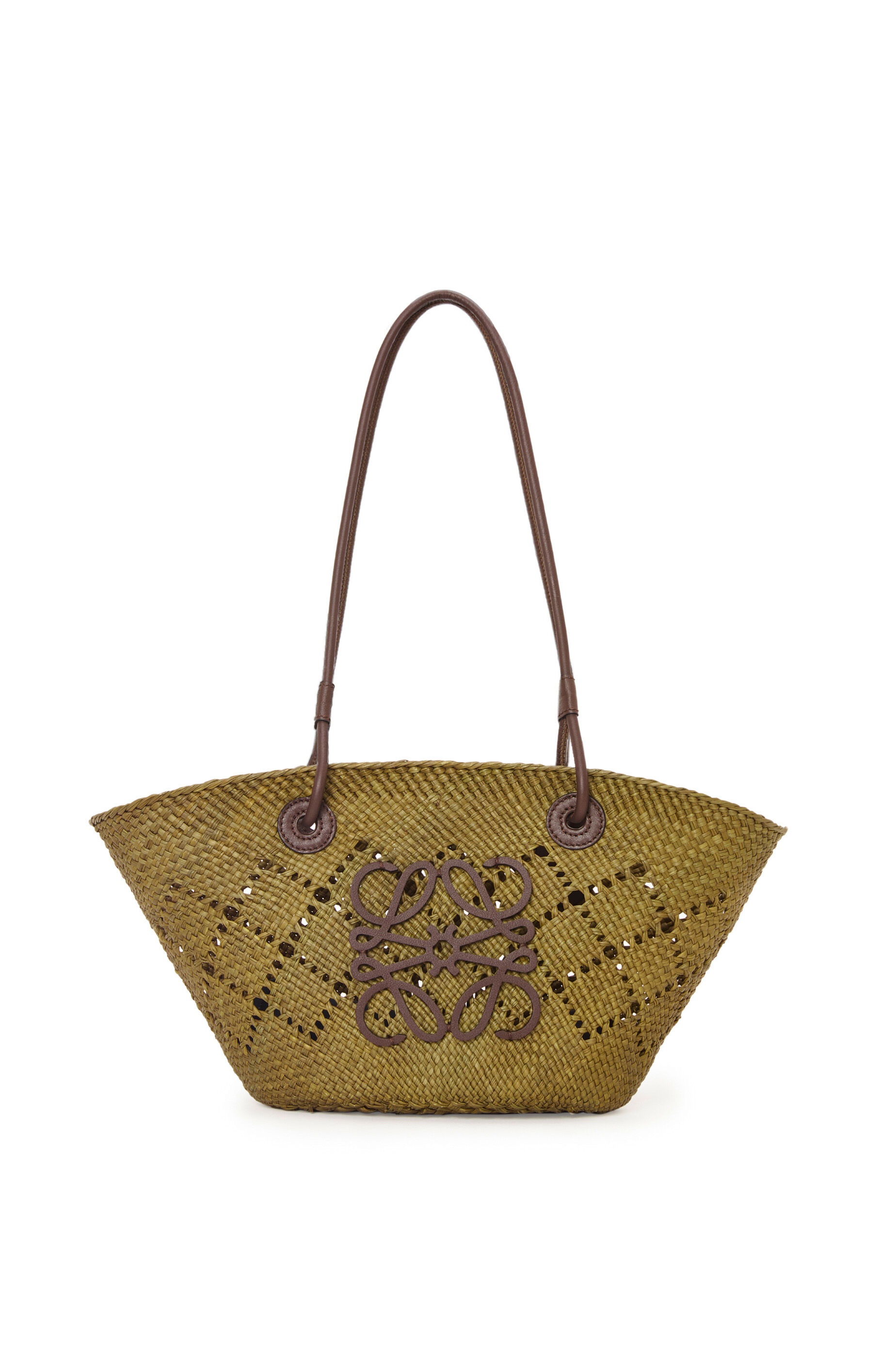 Small Anagram Basket bag in iraca palm and calfskin - 1