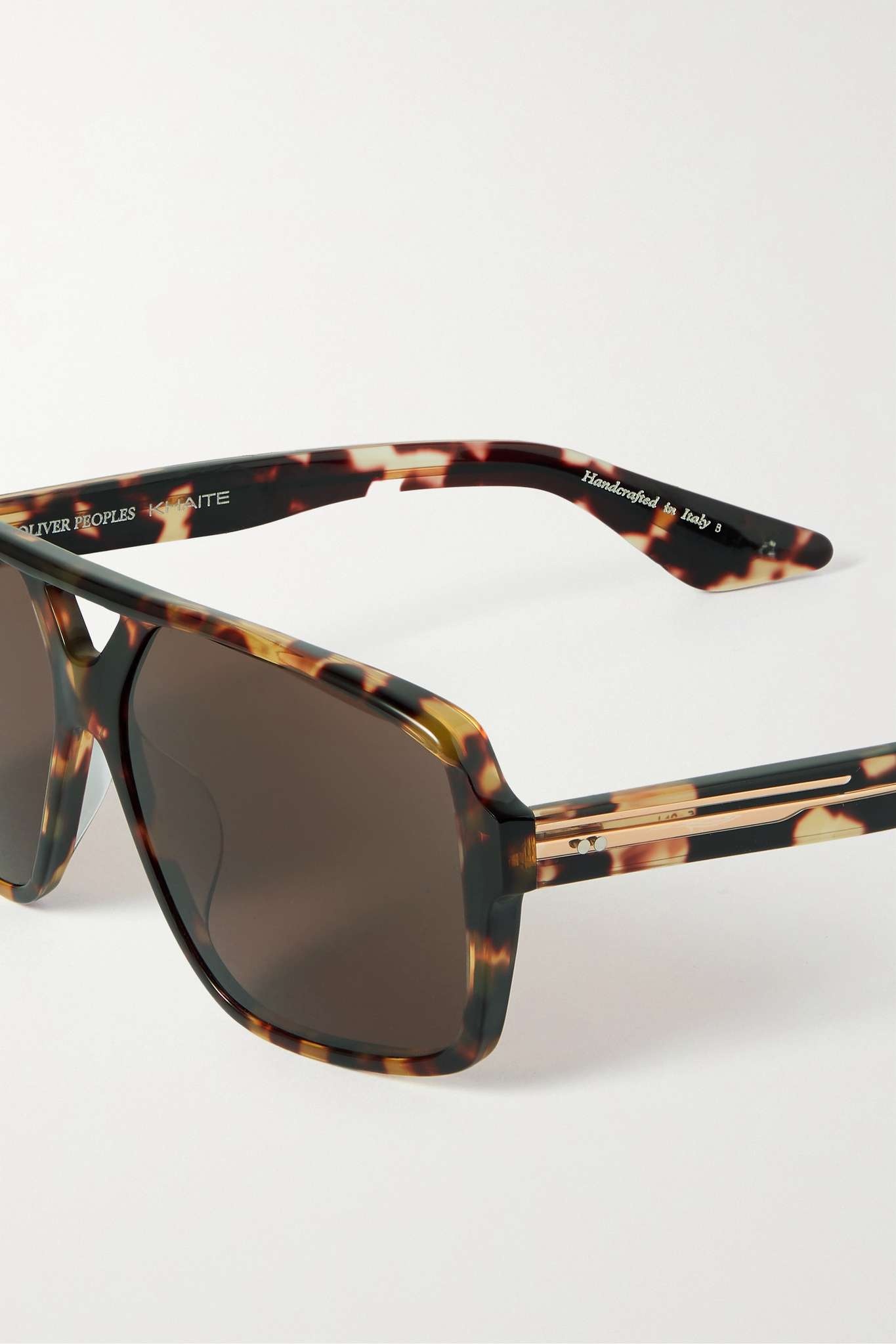 + Khaite 1977C aviator-style tortoiseshell acetate and gold-tone sunglasses - 4