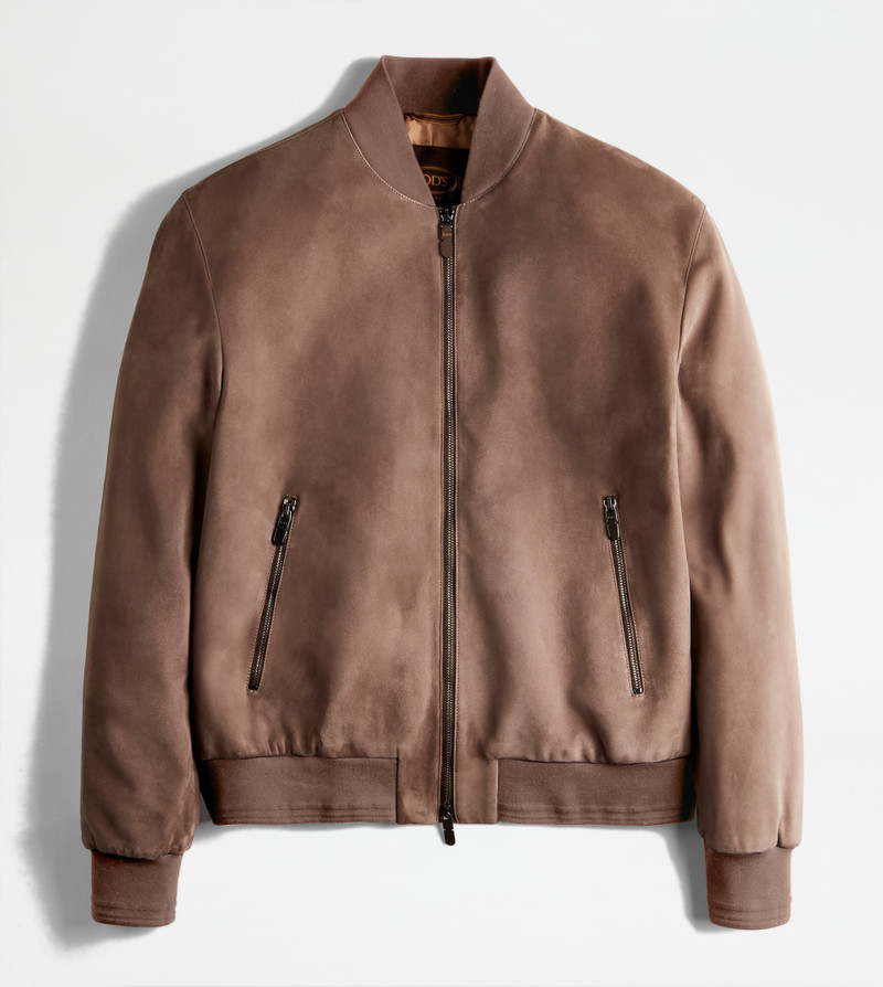 PASHMY BOMBER JACKET IN SUEDE - BROWN 1