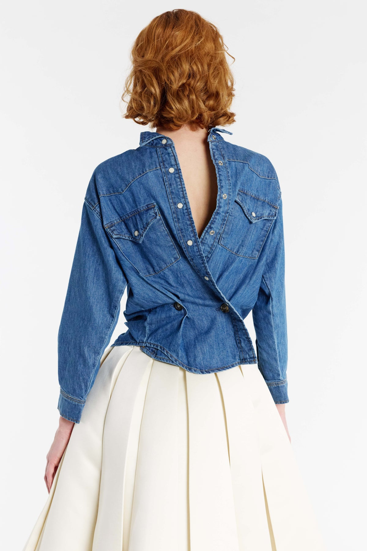 BACK TO FRONT DENIM SHIRT MID BLUE - 4