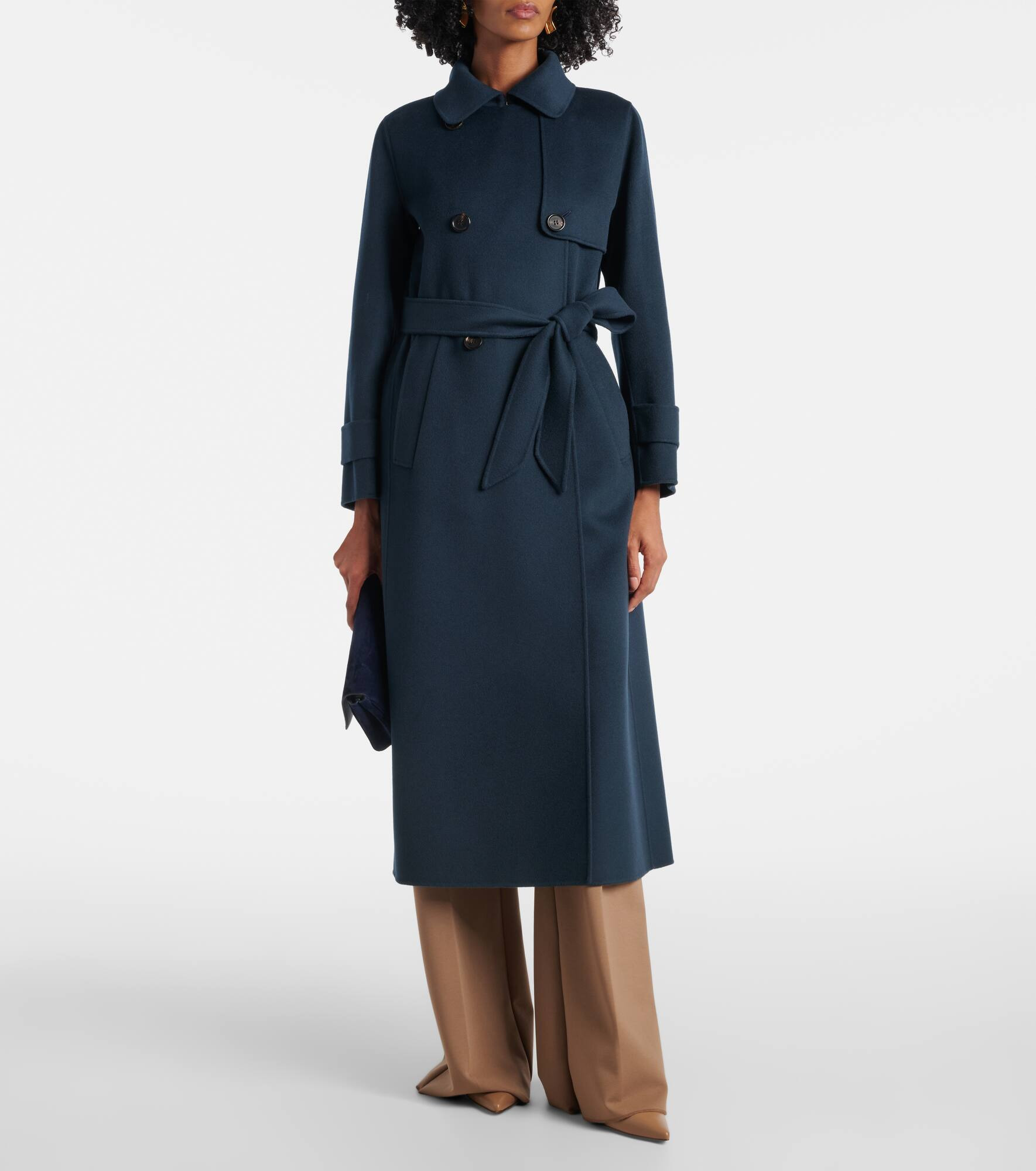 Belted virgin wool coat - 6