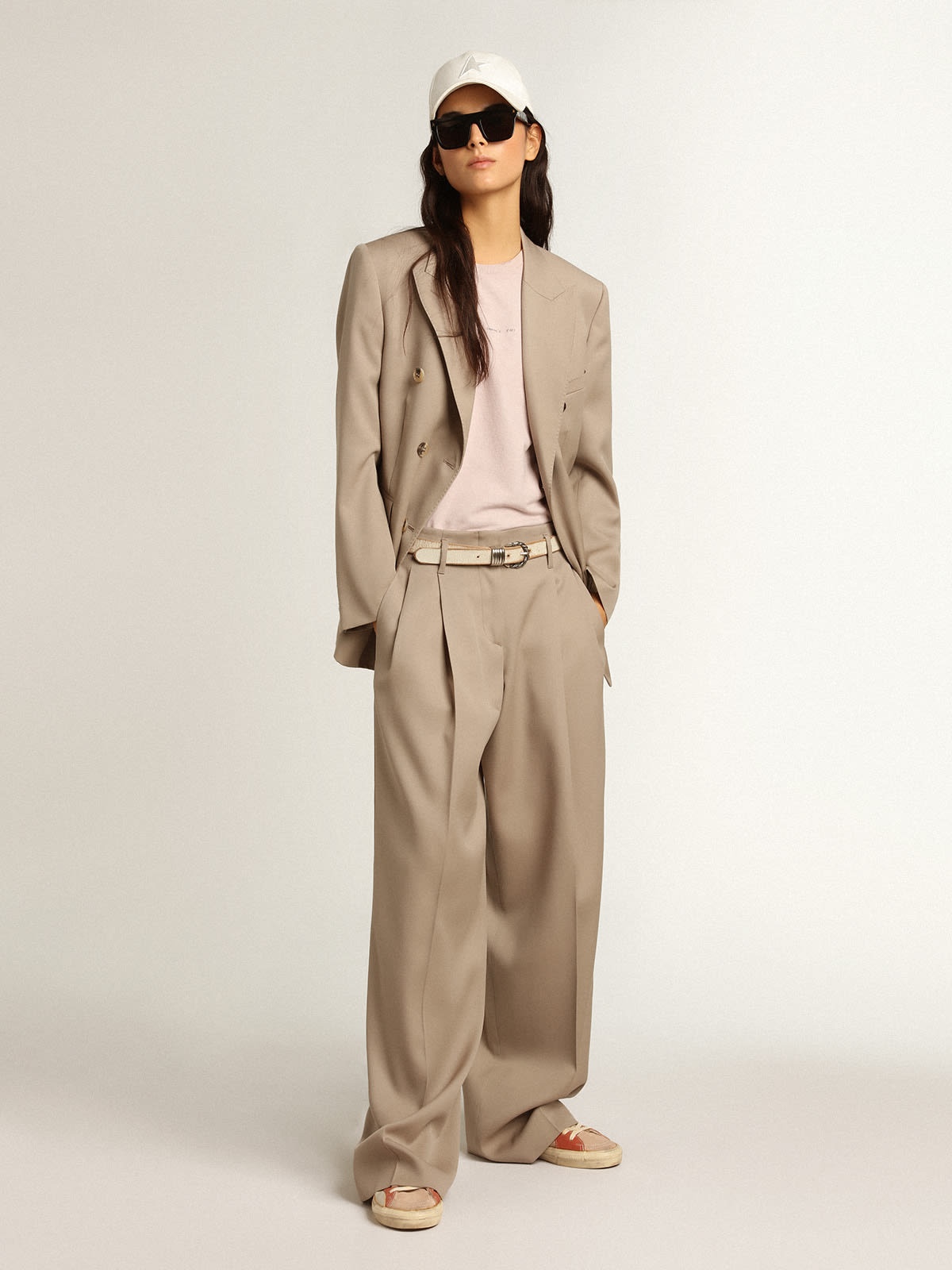 Pants in light beige wool gabardine - 3