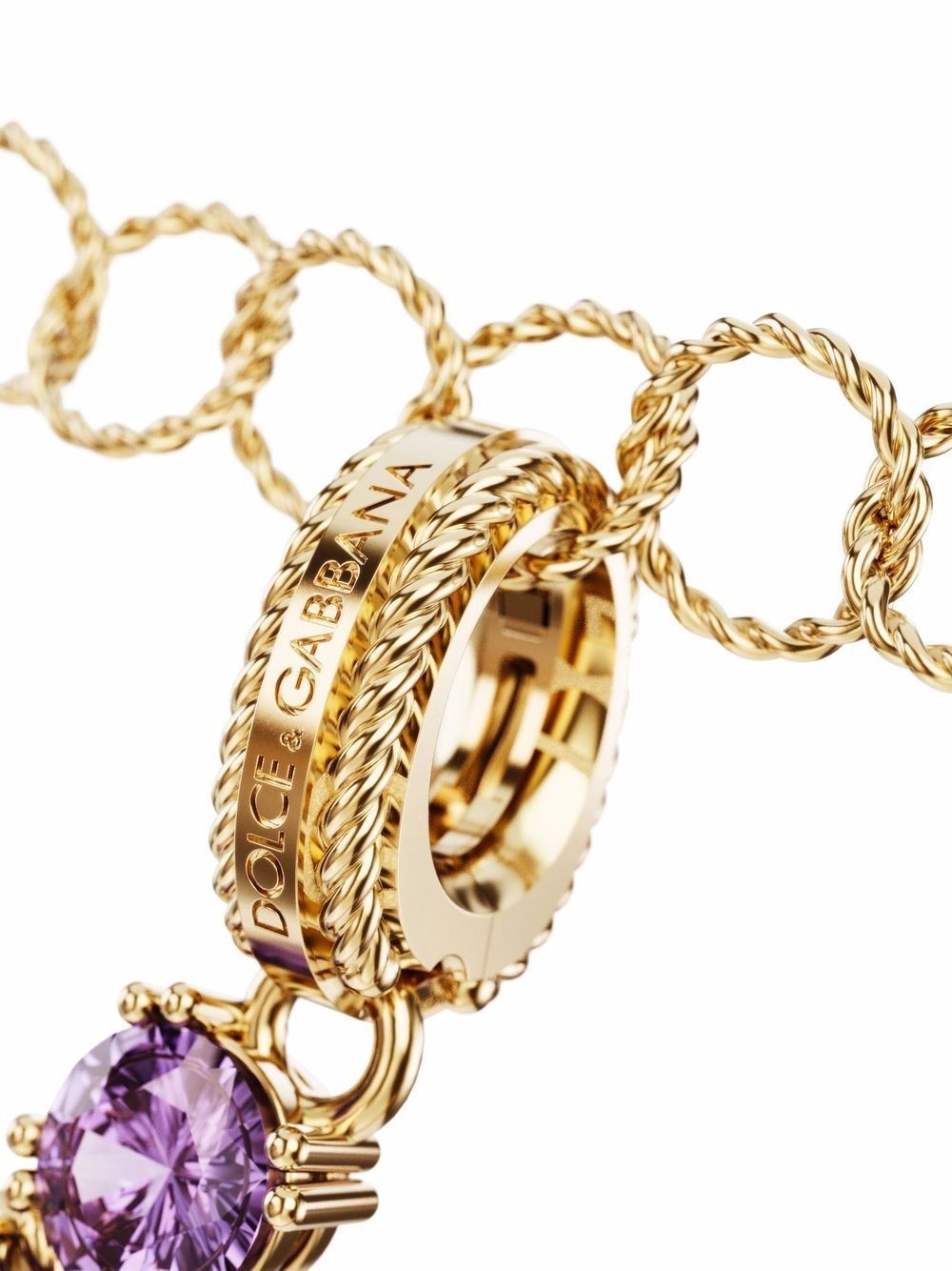 18kt yellow gold H letter gemstone pendant - 2