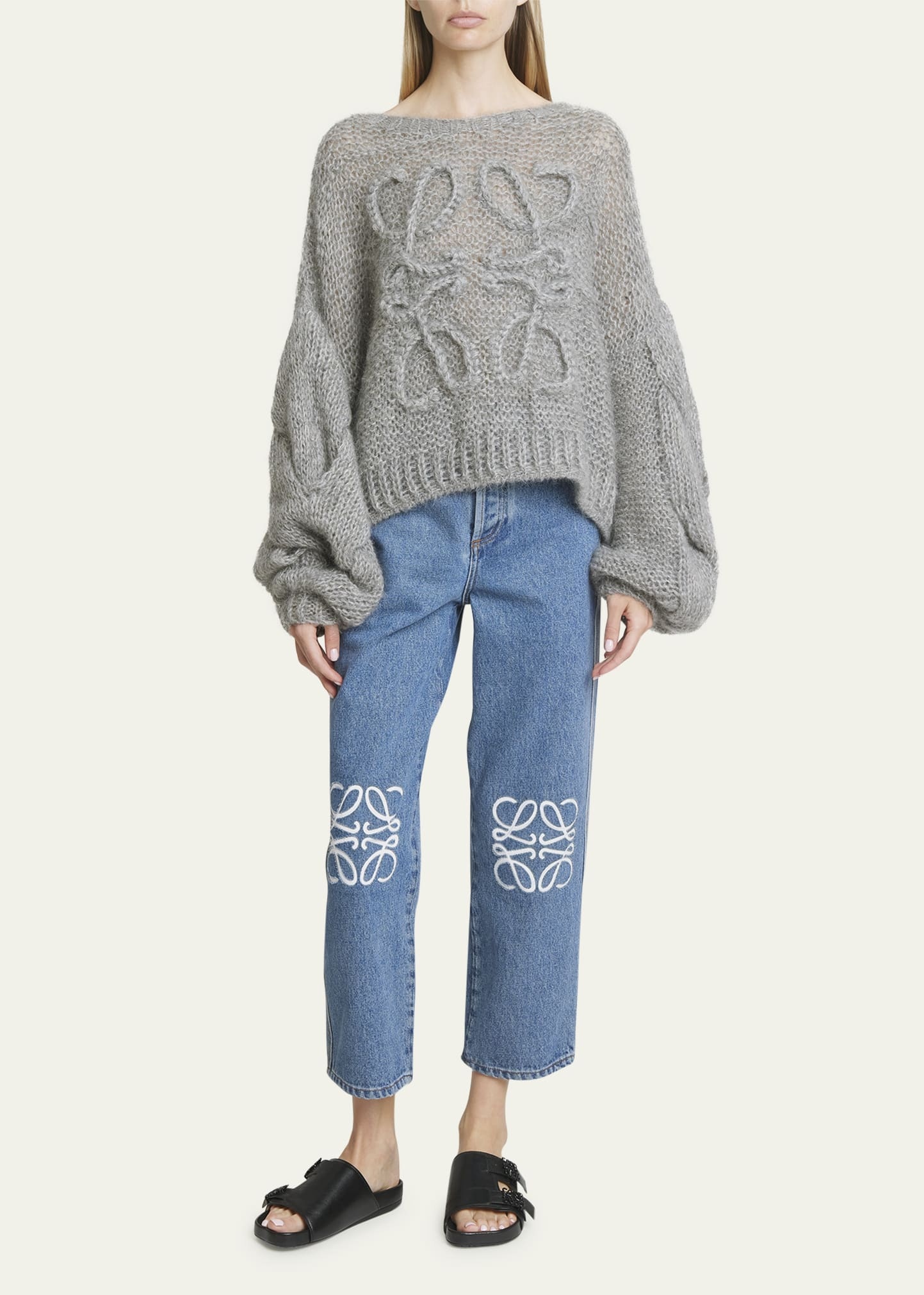 Anagram Cable-Knit Sleeve Sweater - 2