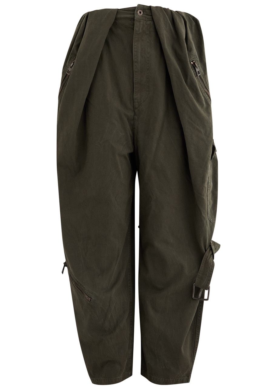 Loewe Womens Balloon Cotton Olive Cargo Trousers UK8/S - 1