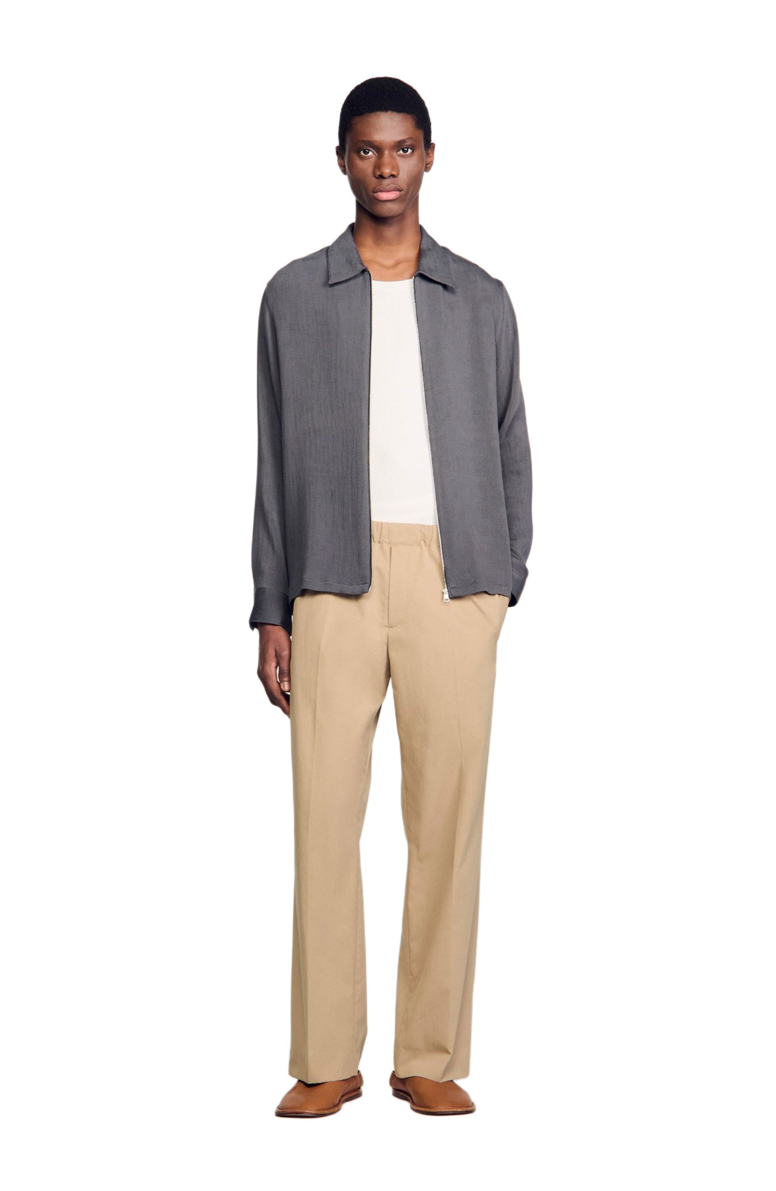 SANDRO Pleated shirt in Fonte at Nordstrom - 6