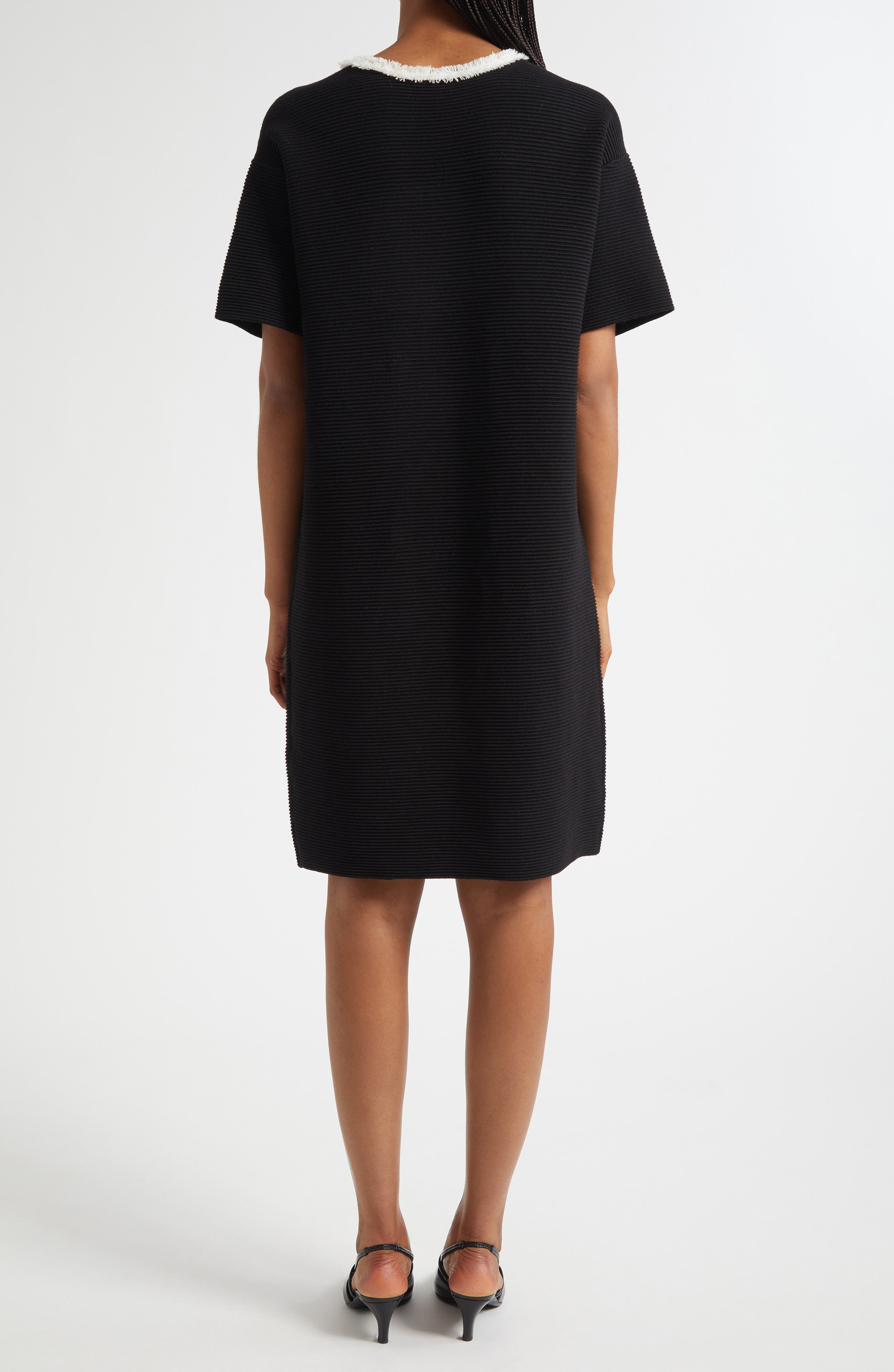 Emporio Armani Short Sleeve Knit Shift Dress in Black at Nordstrom - 2