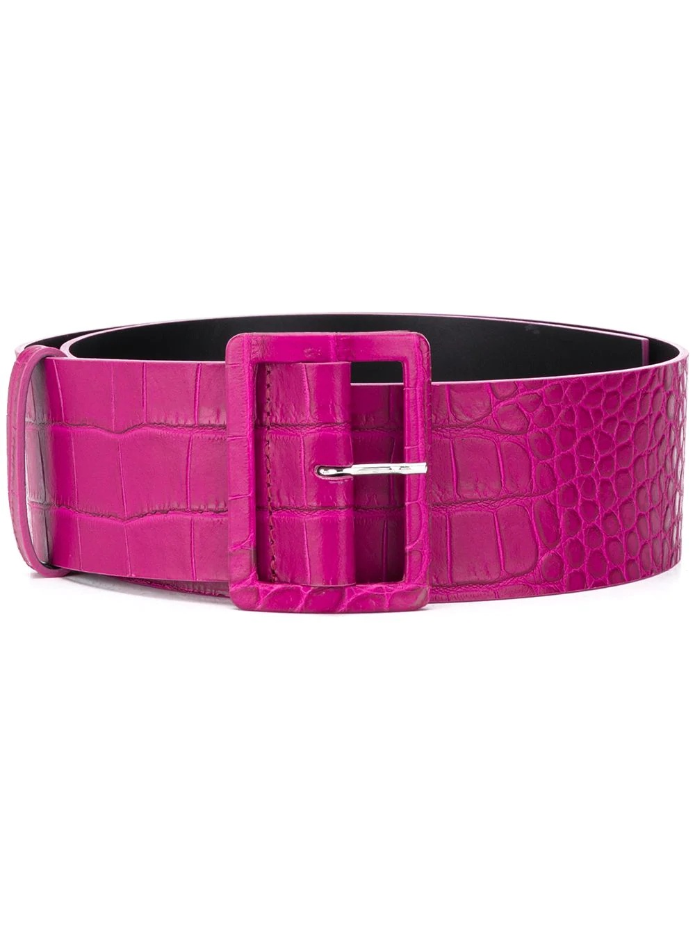 crocodile-embossed leather belt - 1