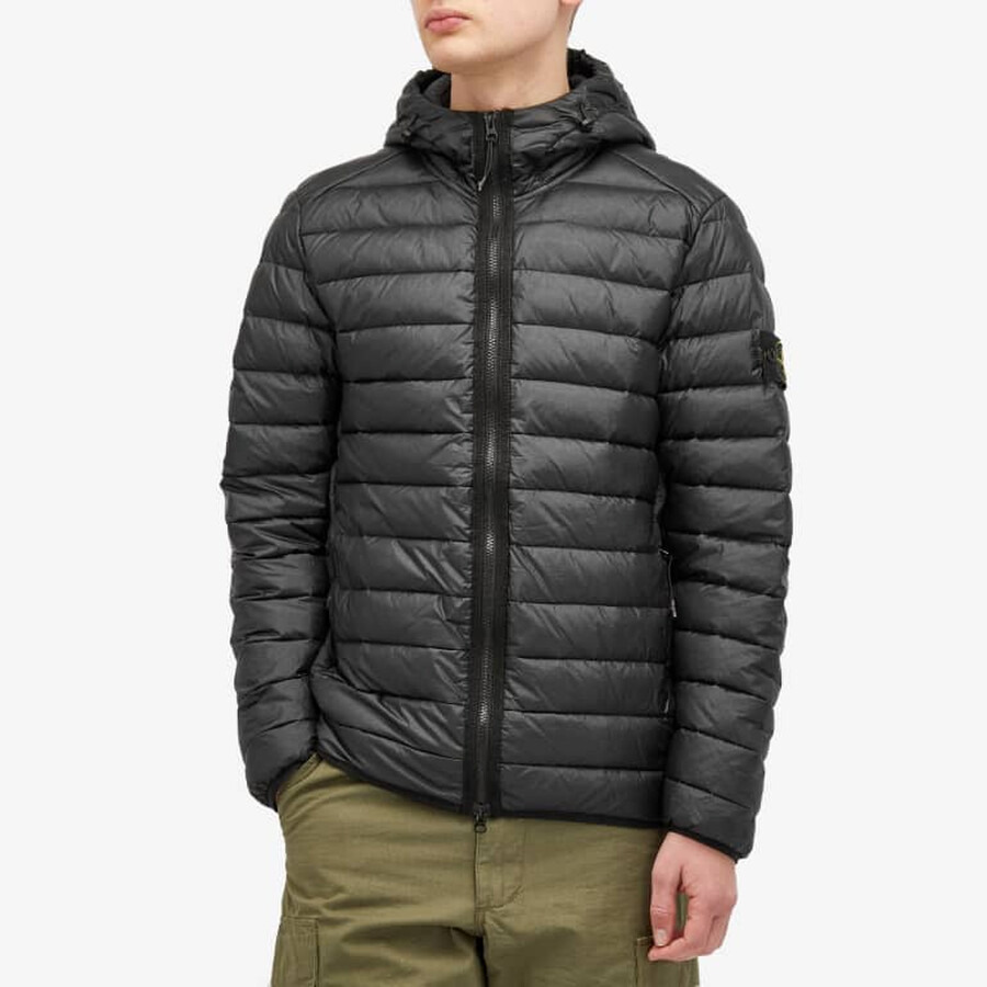 Stone Island Men's Black Loom Woven Chambers Recycled Nylon Down Jacket - 2