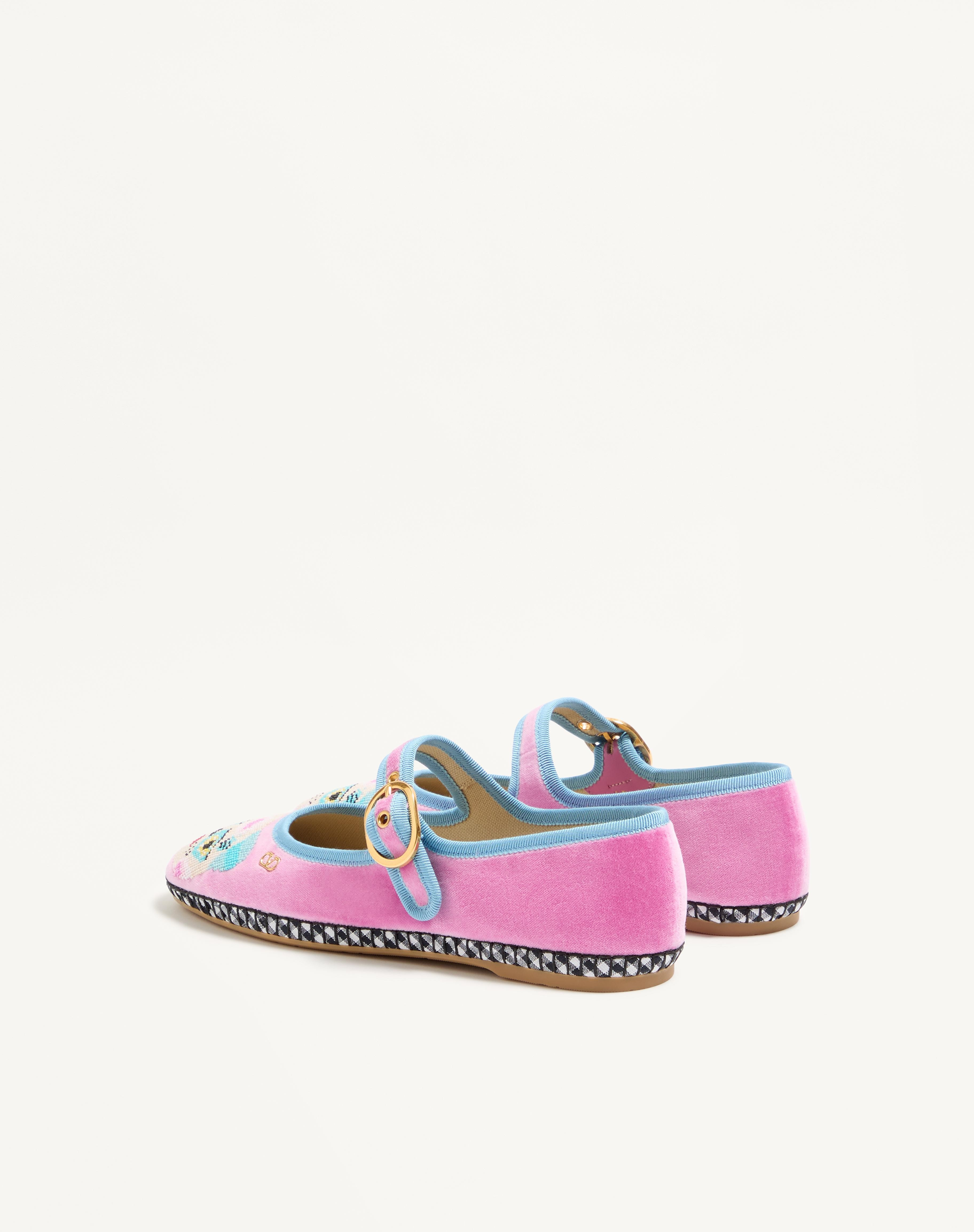 MARY-JANE ENDOUCE VELVET BALLERINA WITH LE CHAT DE LA MAISON EMBROIDERY - 5