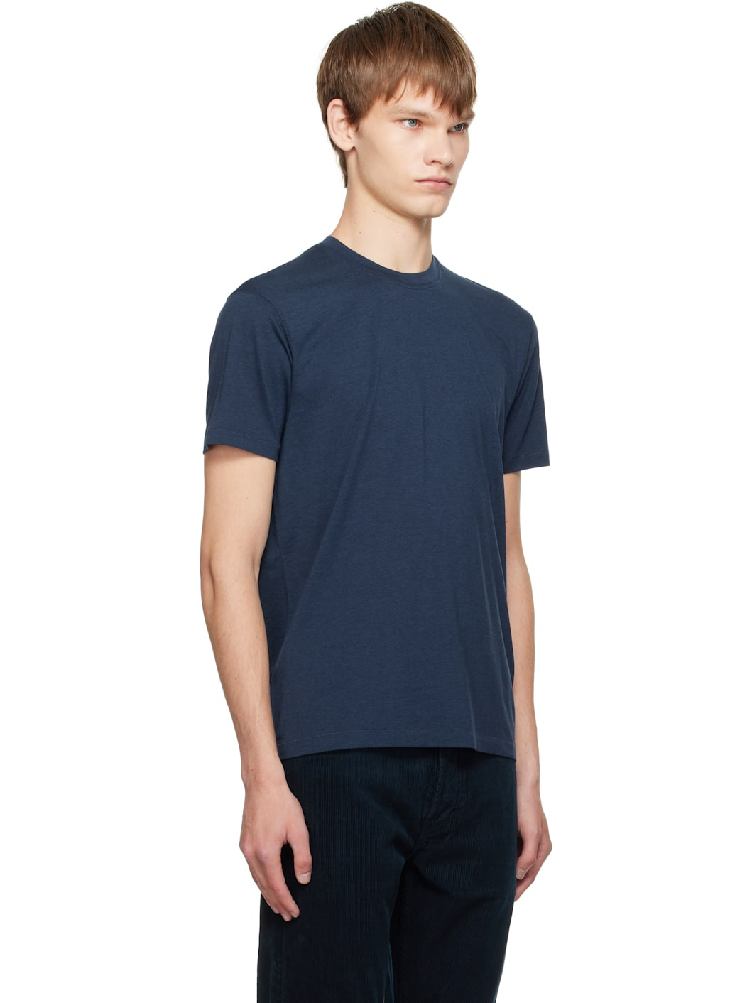 Navy Lyocell Cotton Crewneck T-shirt - 2