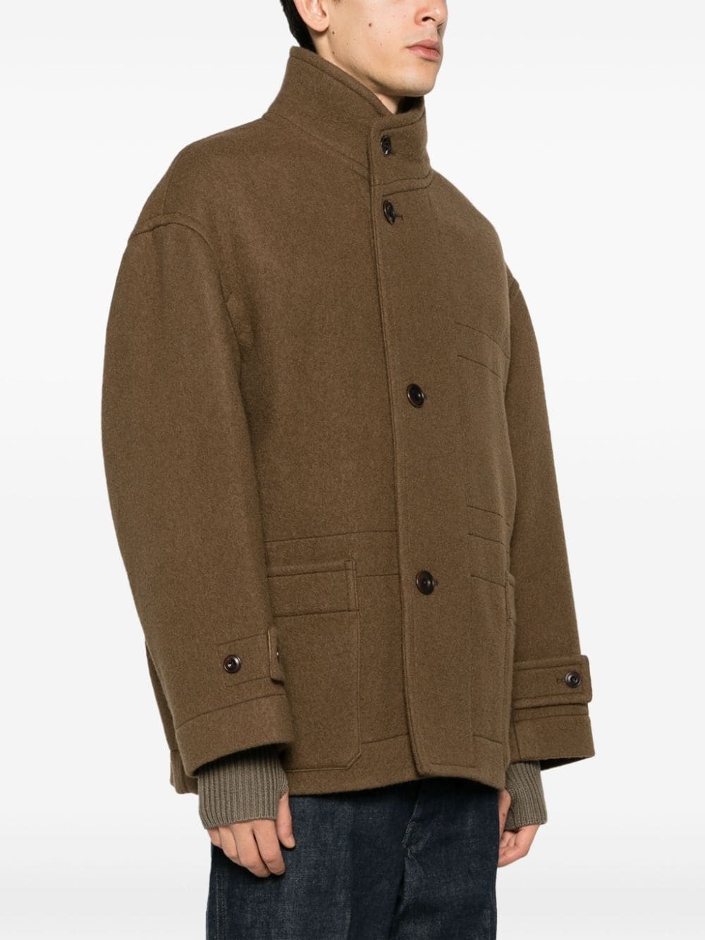 high-neck virgin-wool coat - 3