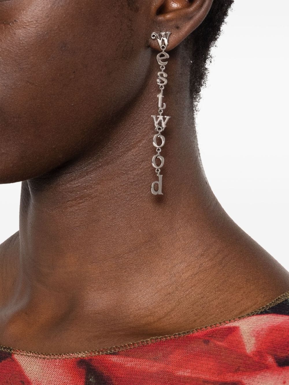 logo-lettering drop earrings - 2
