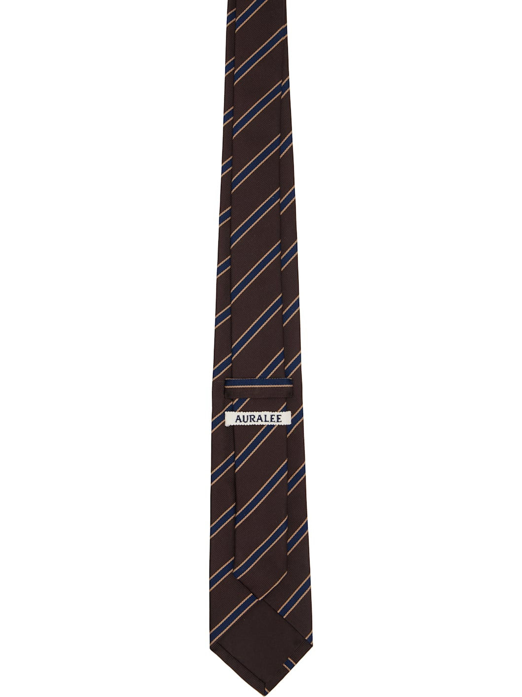 Brown & Blue Silk Stripe Tie - 2