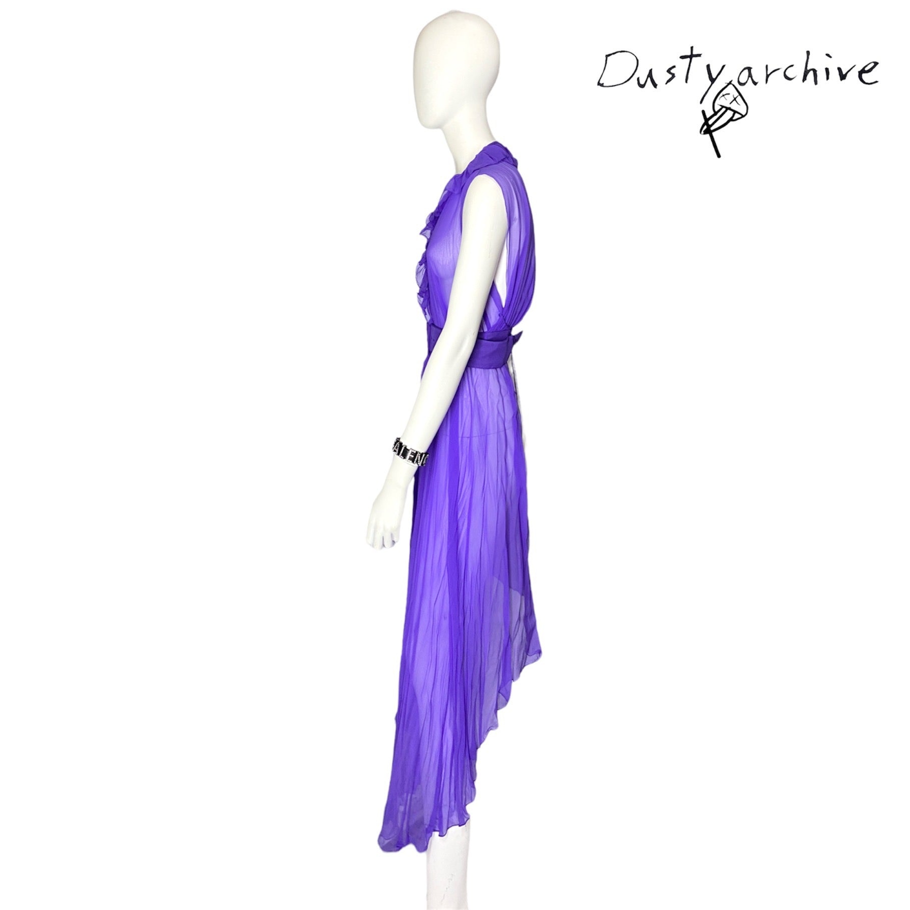 Balenciaga fall 2017 ultra violet belted silk-mousseline dress OS - 8