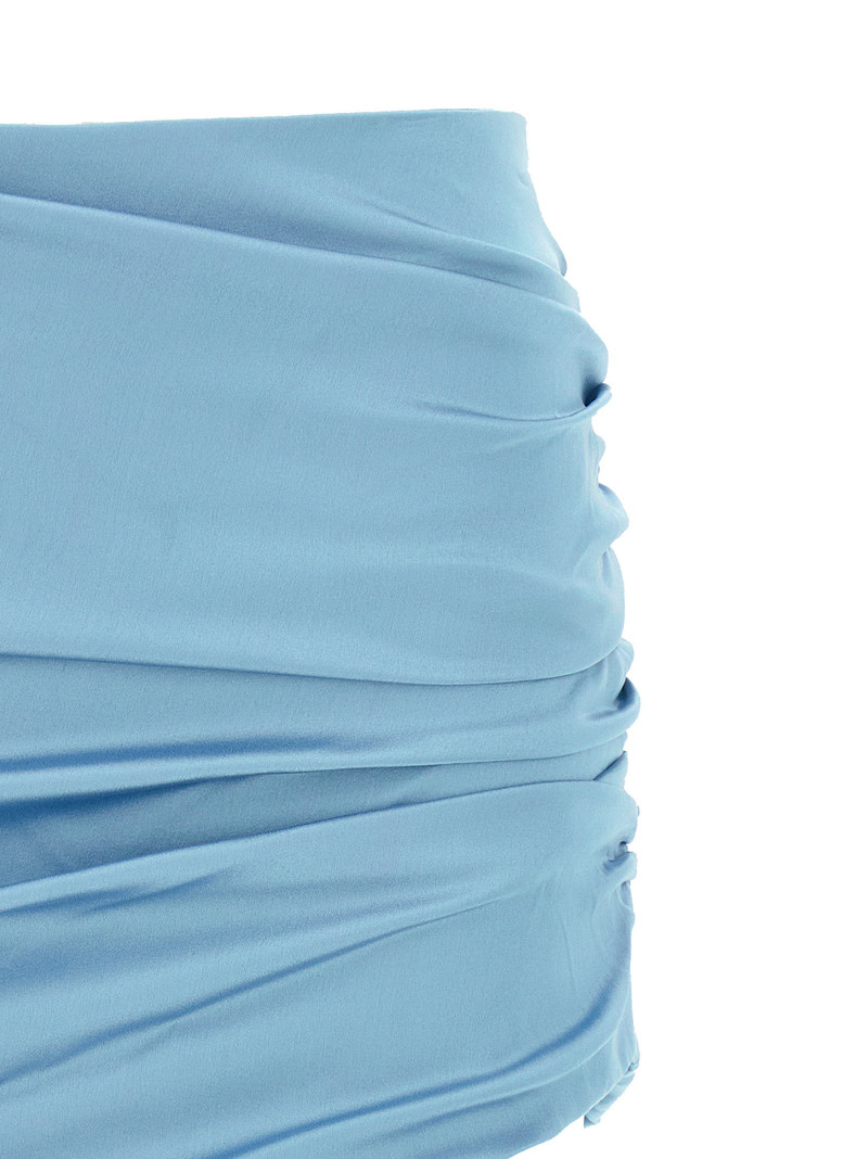 Alessandra Rich Draped Silk Skirt — Blue 3