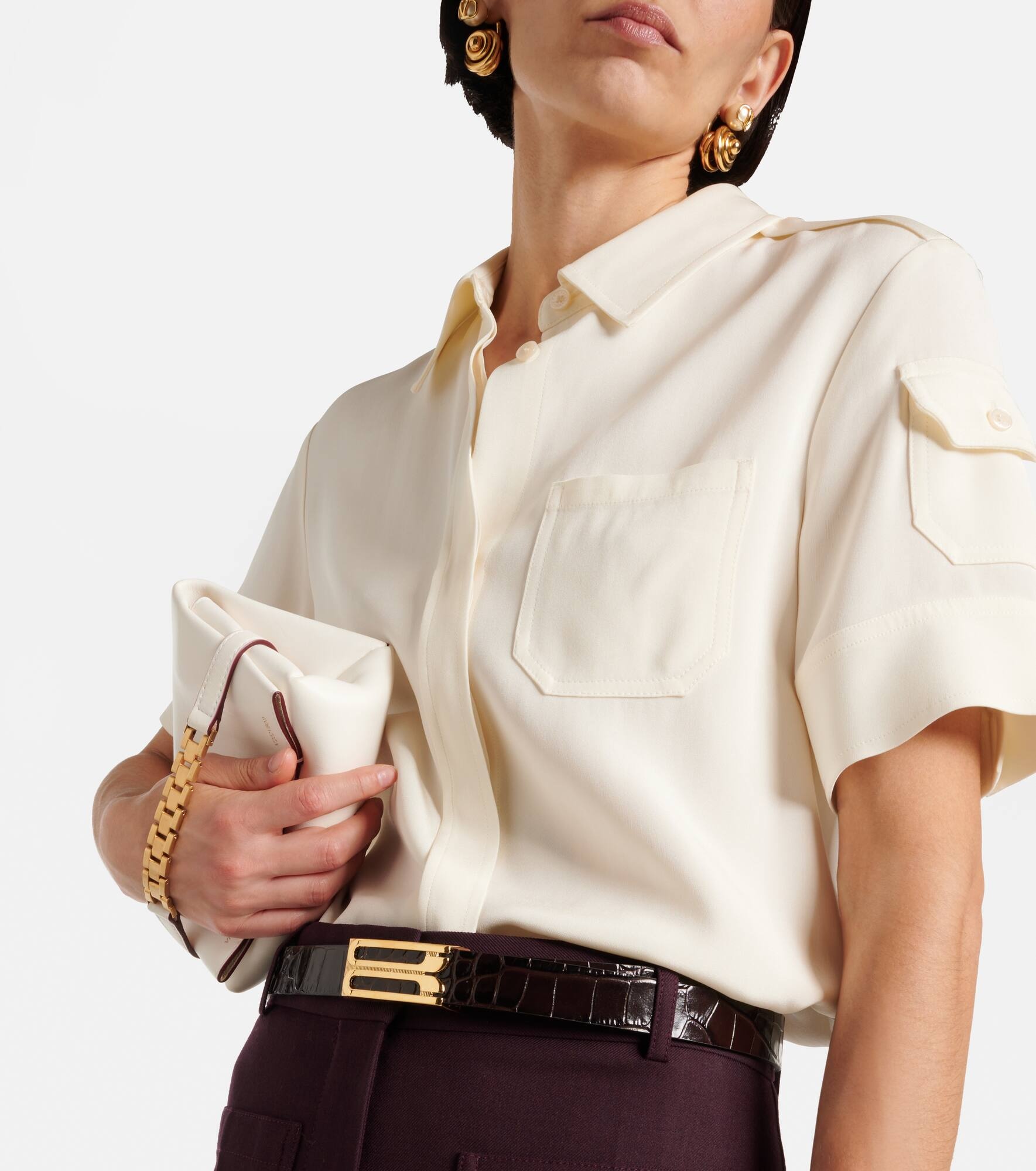 Croc-effect leather belt - 2