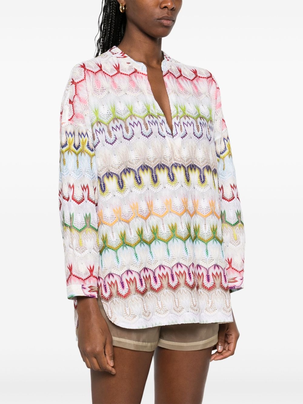 crochet-knit mini dress - 3