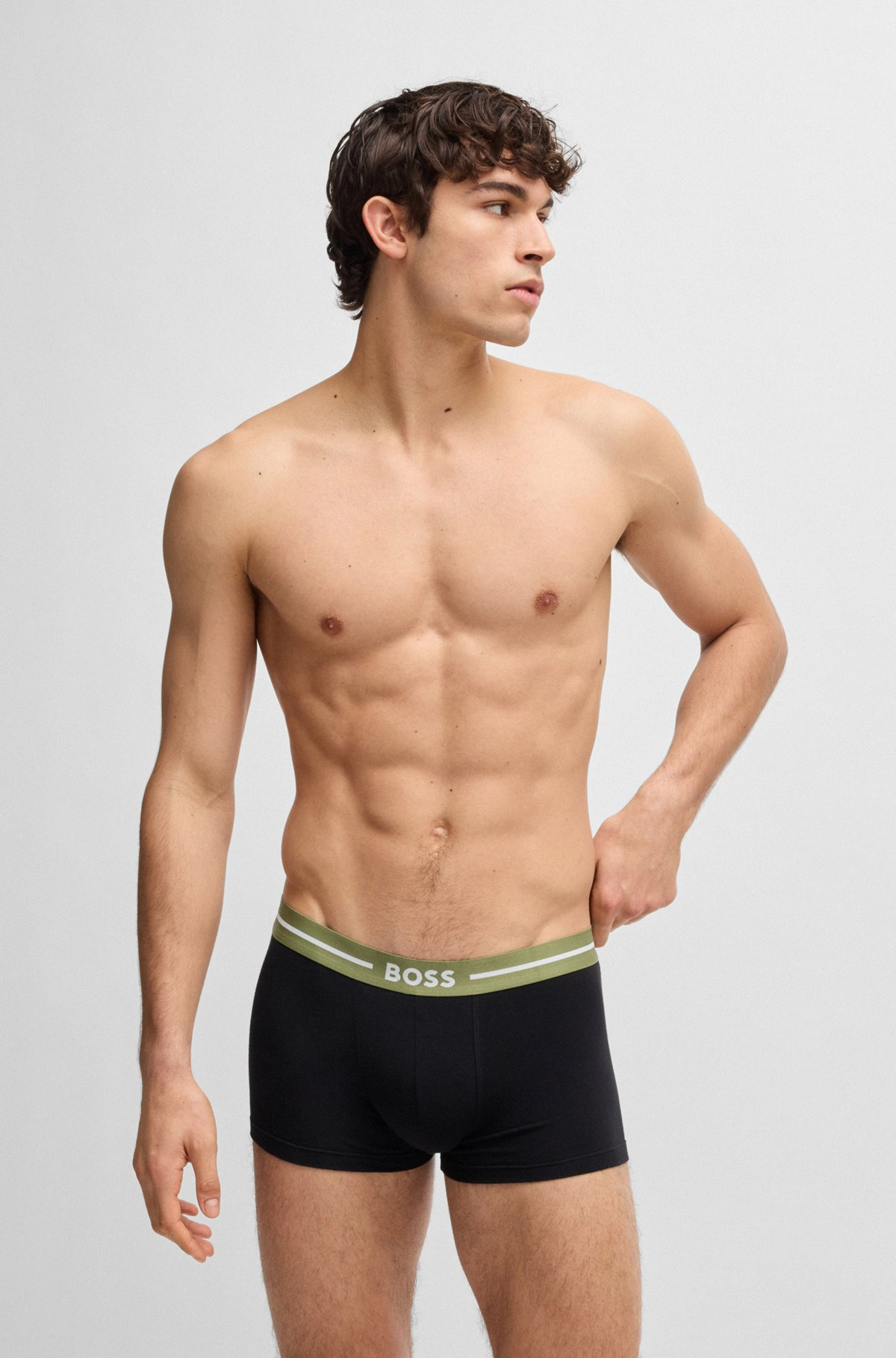 THREE-PACK OF STRETCH-COTTON TRUNKS WITH LOGO WAISTBANDS - 6