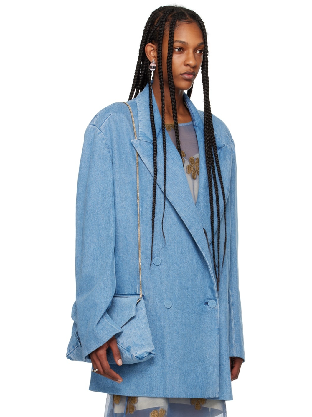 Blue Oversized Denim Blazer - 2