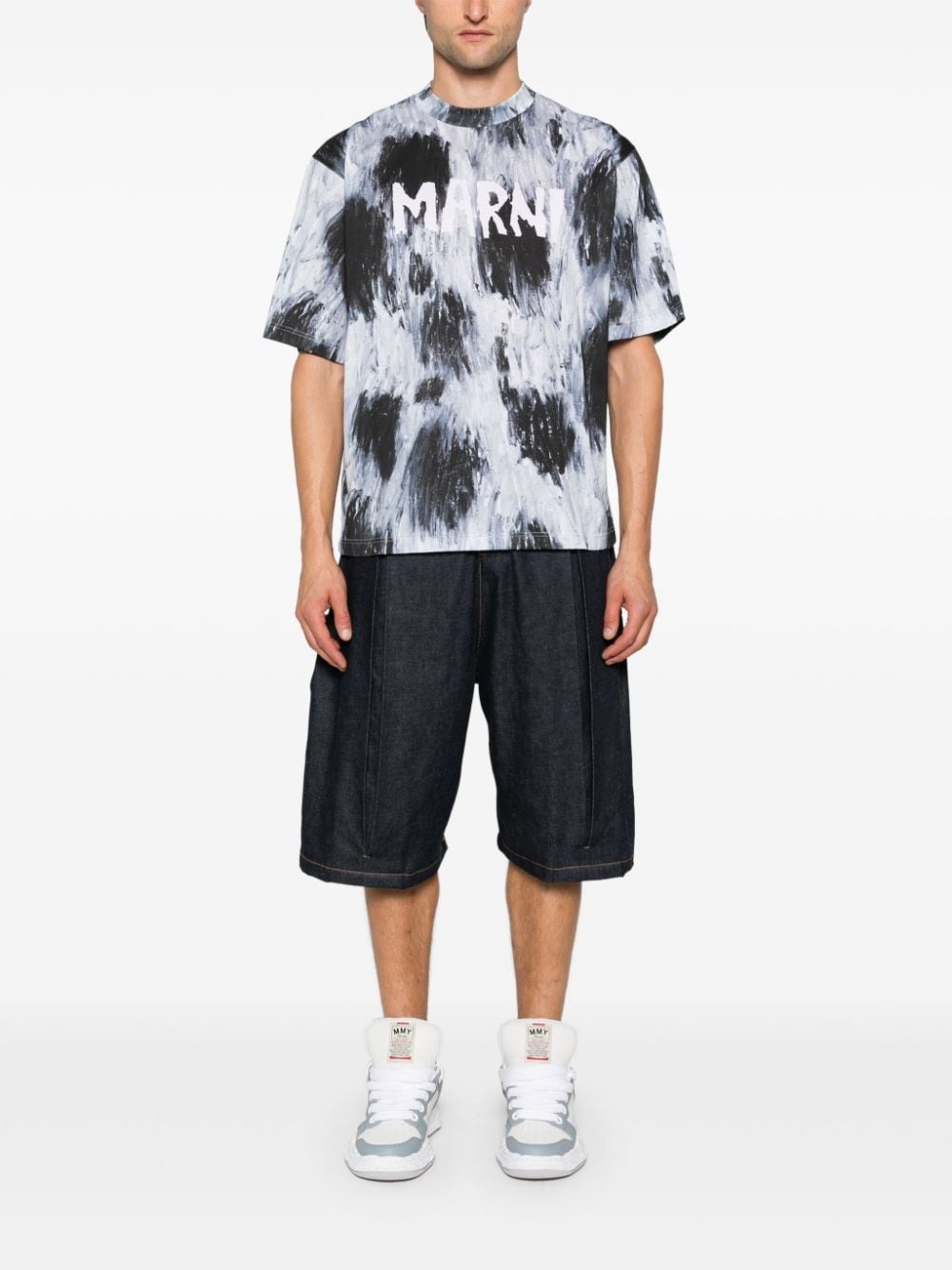 brush strokes-print T-shirt - 2