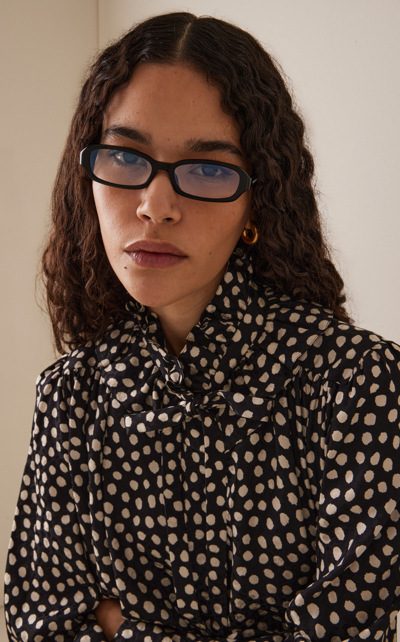 SAINT LAURENT Erin Oval-Frame Acetate Glasses black outlook