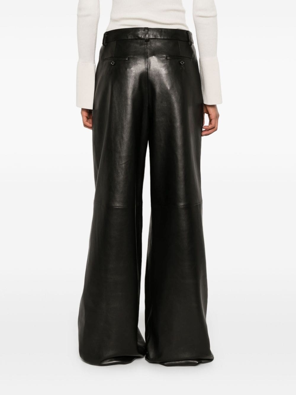 wide-leg leather trousers - 4