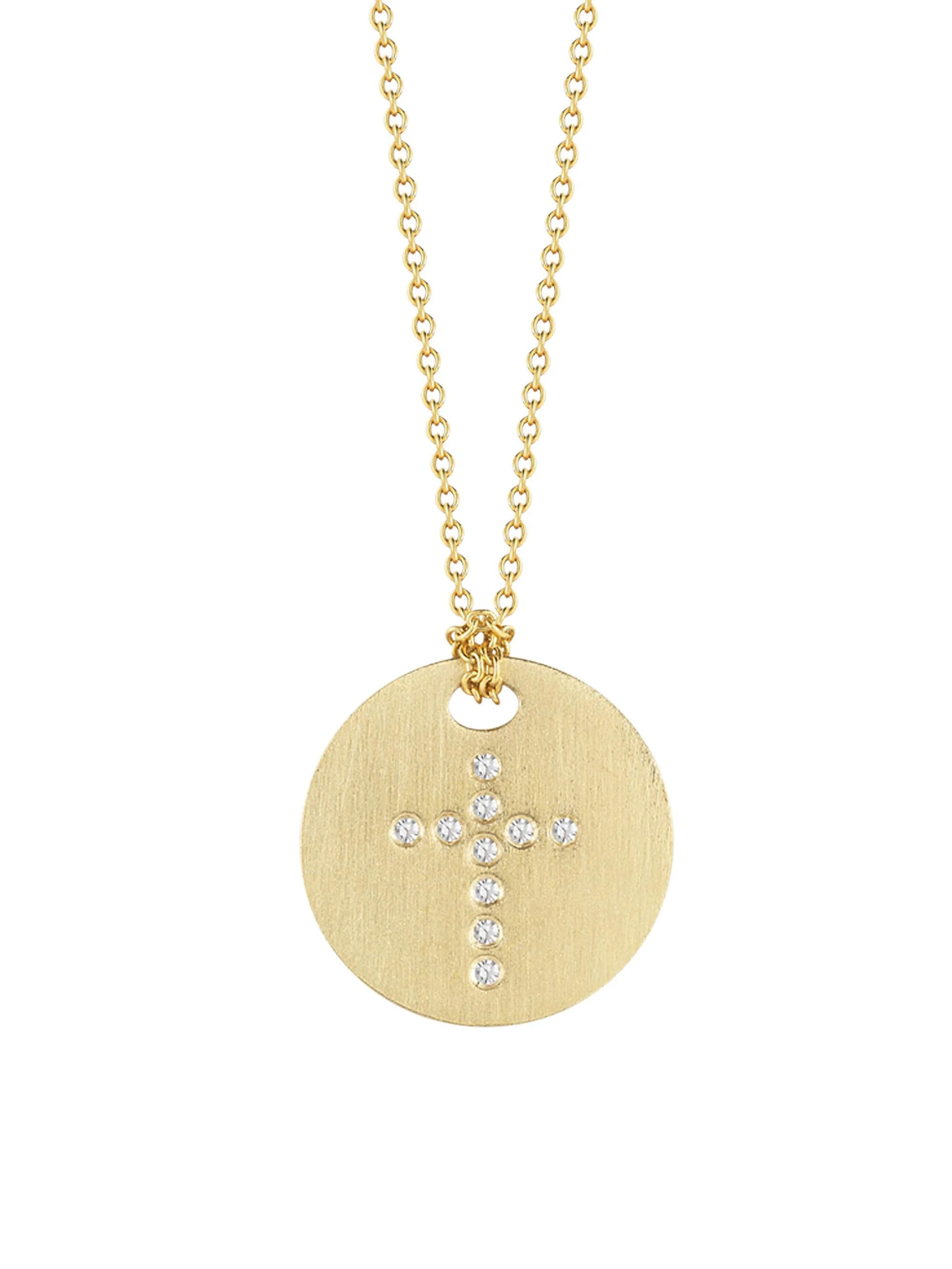 Women's Tiny Treasures 18K Yellow Gold & Diamond Cross Disc Pendant Necklace - Gold - 1