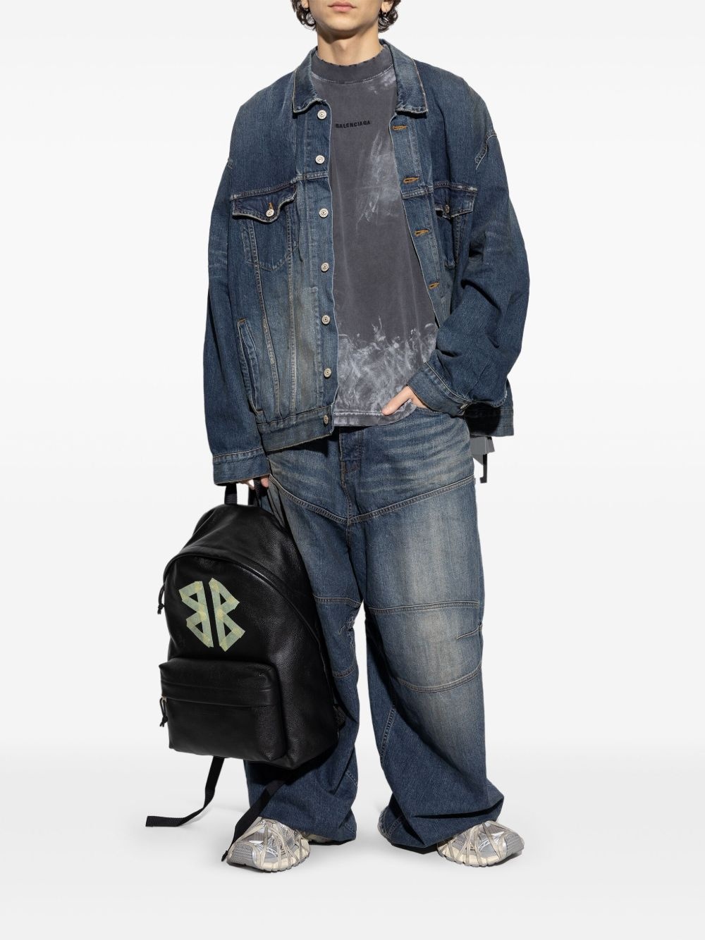 Tape Type-print denim jacket - 3