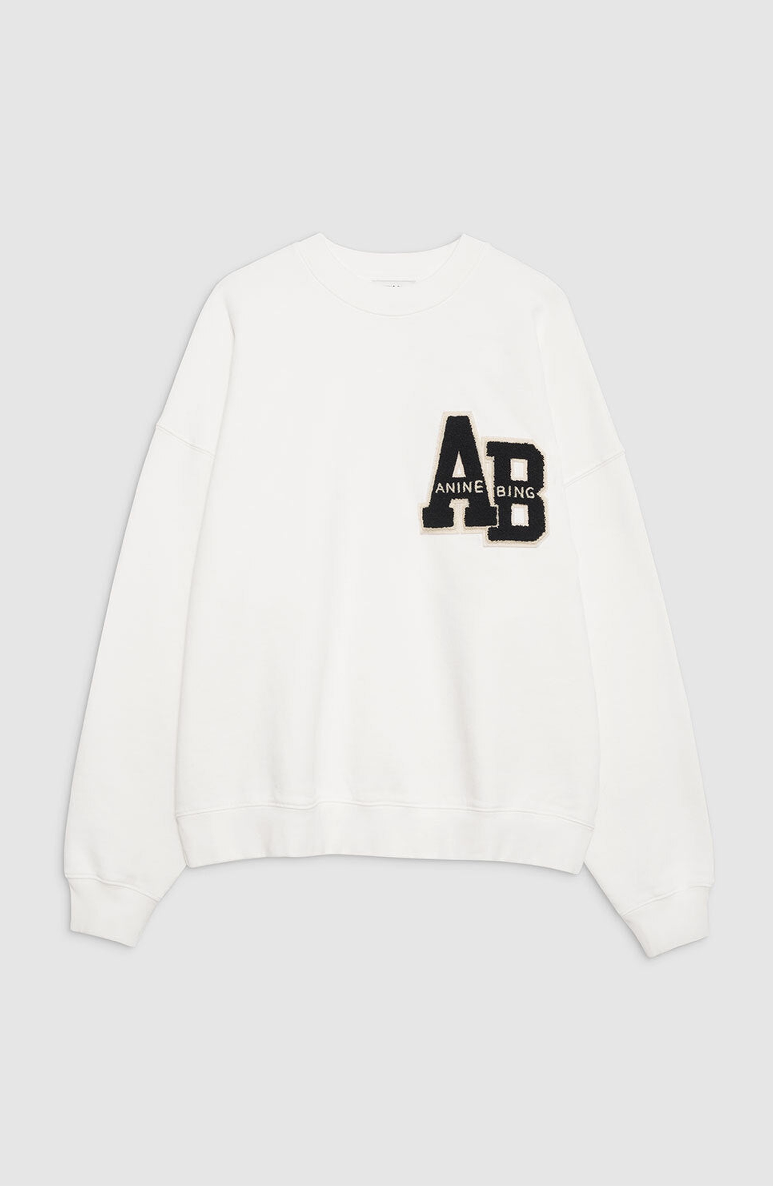 ANINE BING Miles Oversized Sweatshirt Letterman in Off White at Nordstrom - 4