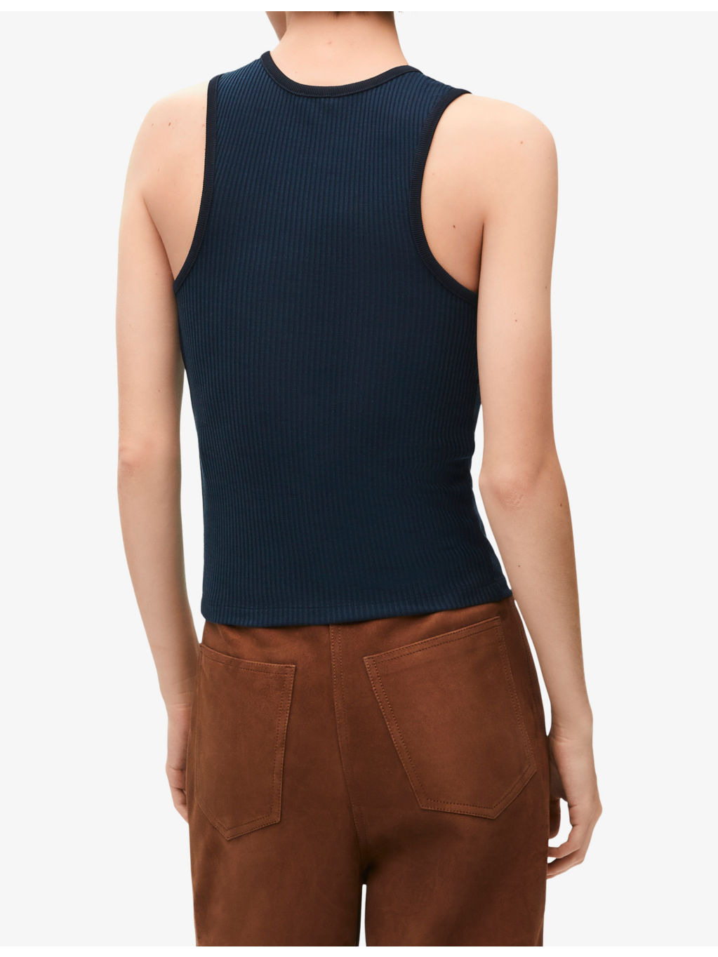 Anagram-embroidered scoop-neck silk-blend top - 4