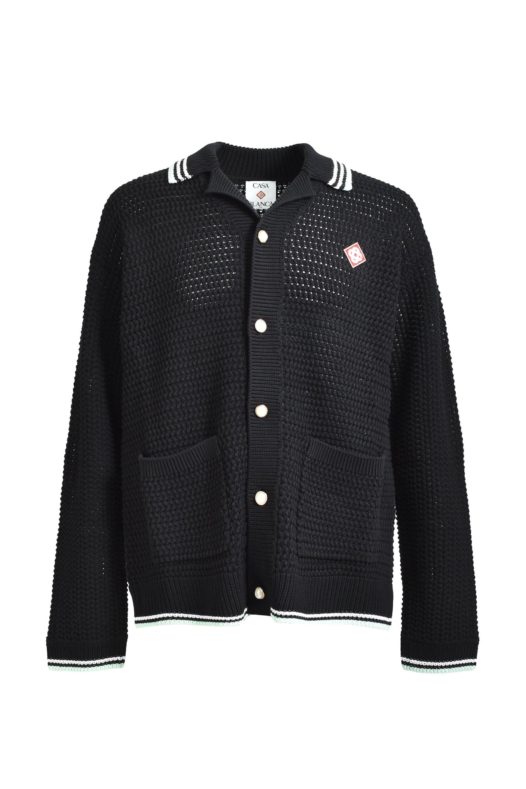 EMBROIDERED FAUX CROCHET SHIRT / BLK - 5