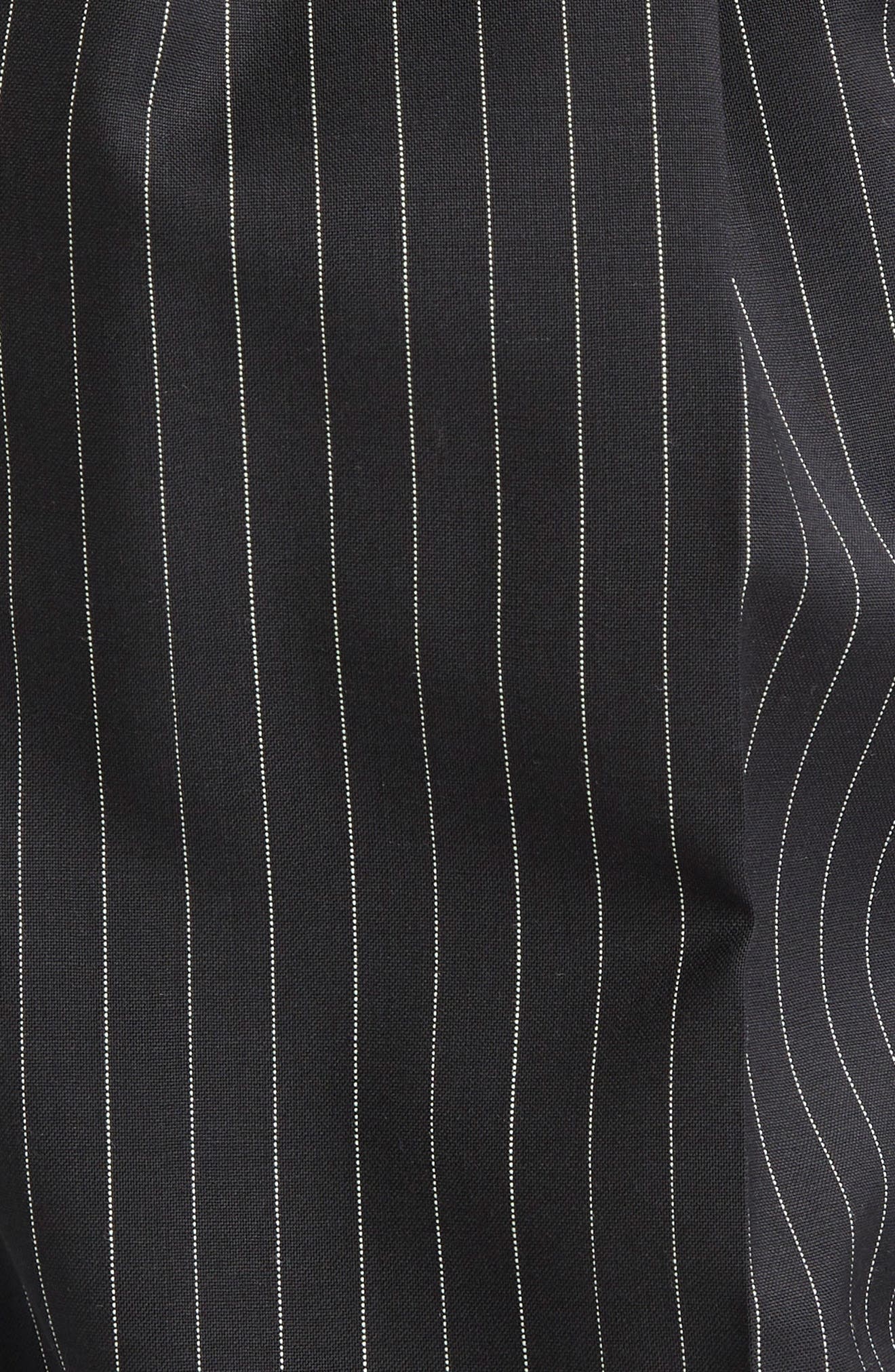 Max Mara Sesamo Pinstripe Wool Straight Leg Pants in Black/White at Nordstrom - 7
