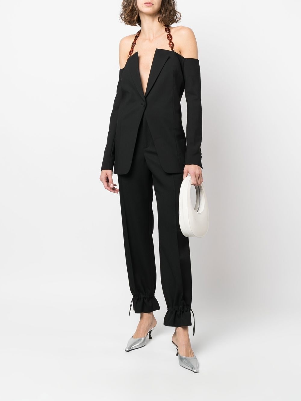 chain-detail single-breasted blazer - 2