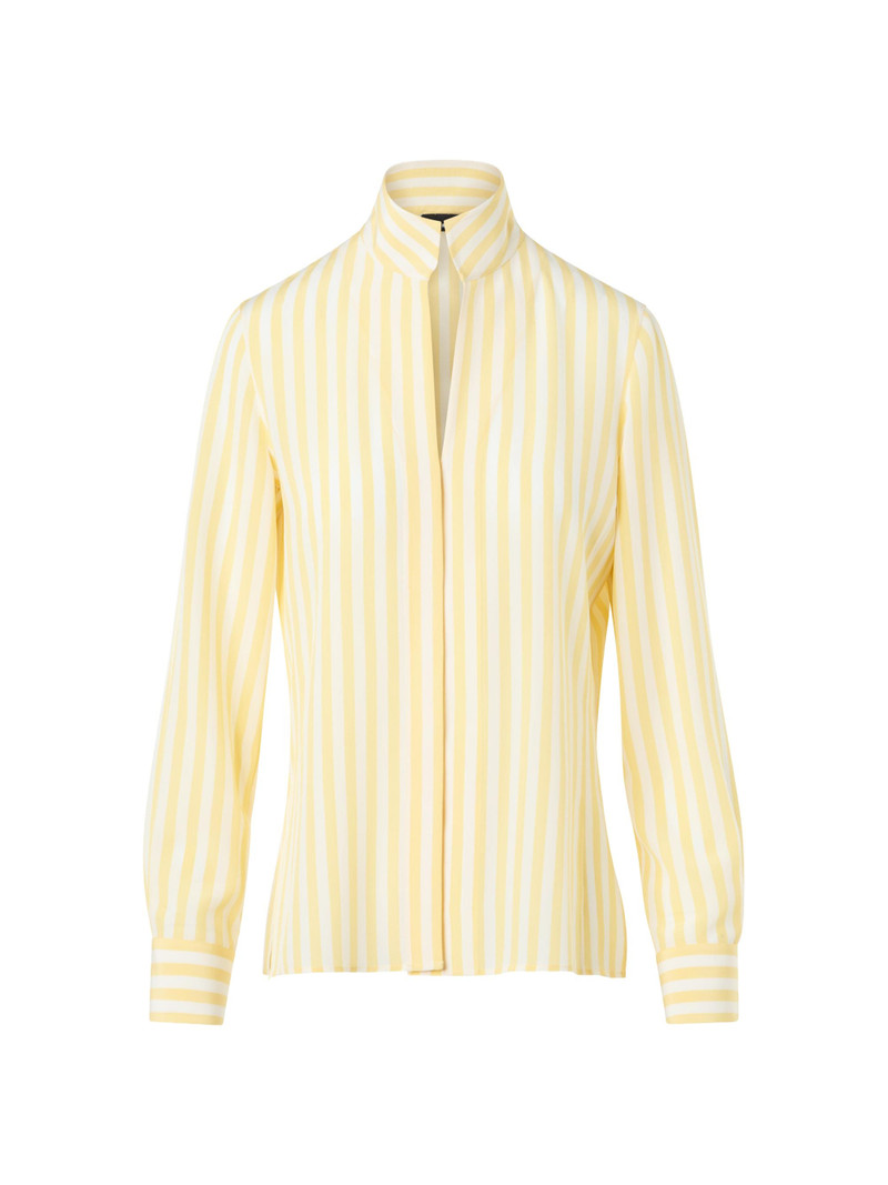 Women's Striped Silk Crêpe Blouse - Sun Ecru 1