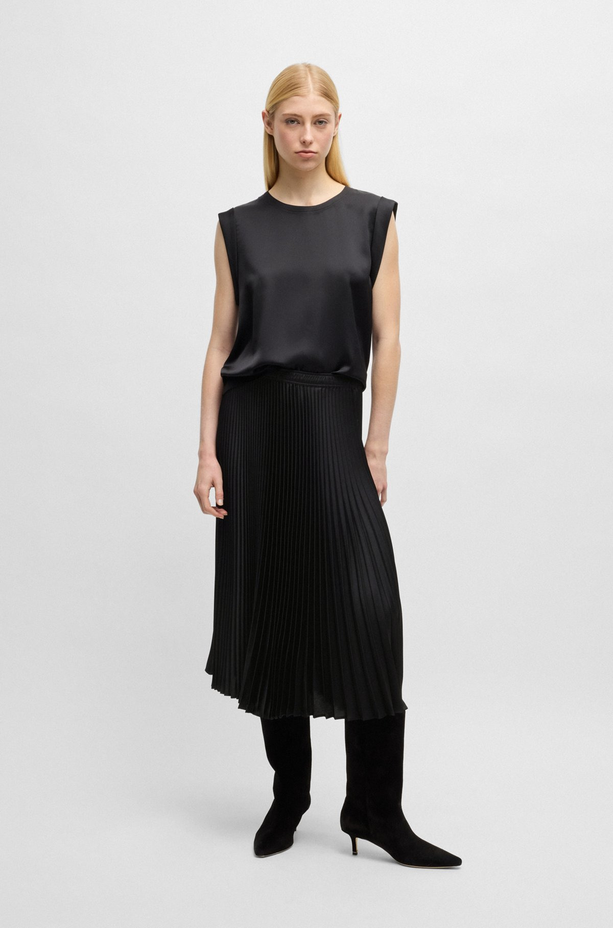 PLISSÉ SKIRT WITH MICRO PRINT - 3