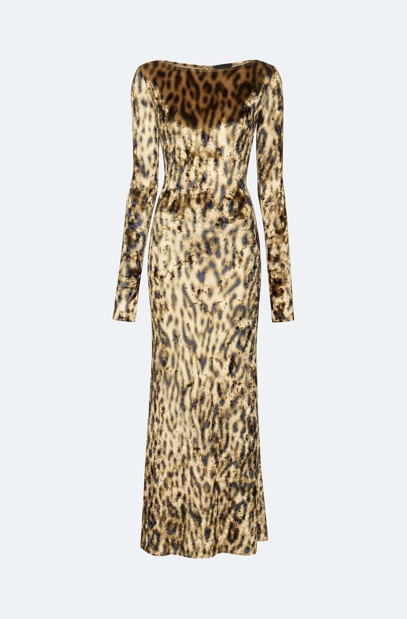 Velvet Leopard Boatneck Gown - 1