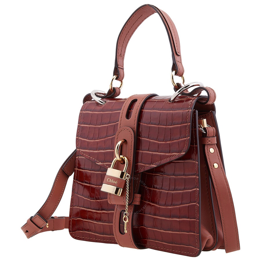 Chloe Crocodile Embossed Small Aby Day Shoulder Bag - 2