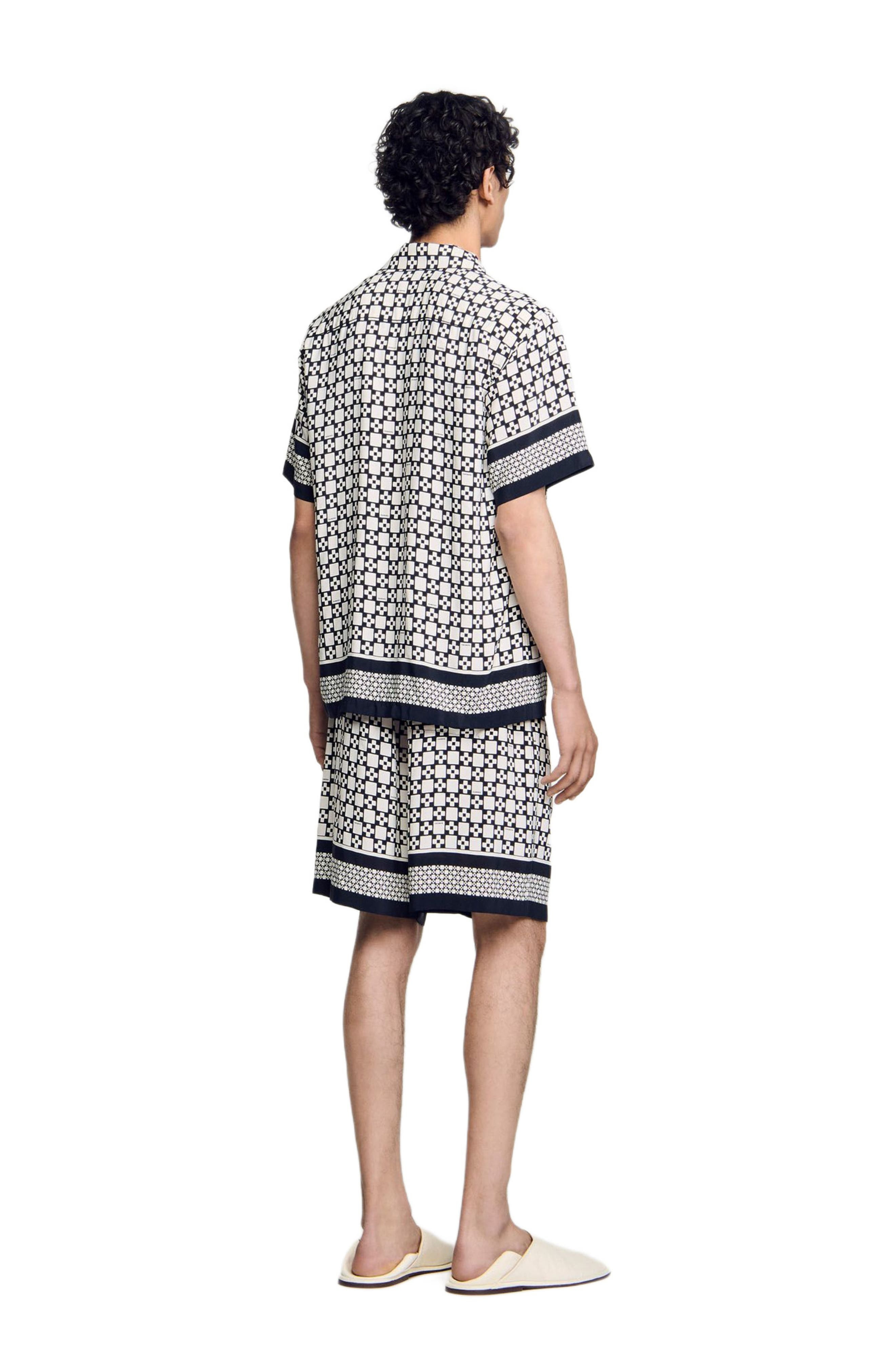 SANDRO Square Cross motif flowing blouse in Black at Nordstrom - 3