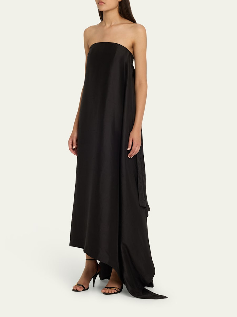 HEIRLOME Wren Strapless Asymmetric Silk Maxi Dress outlook