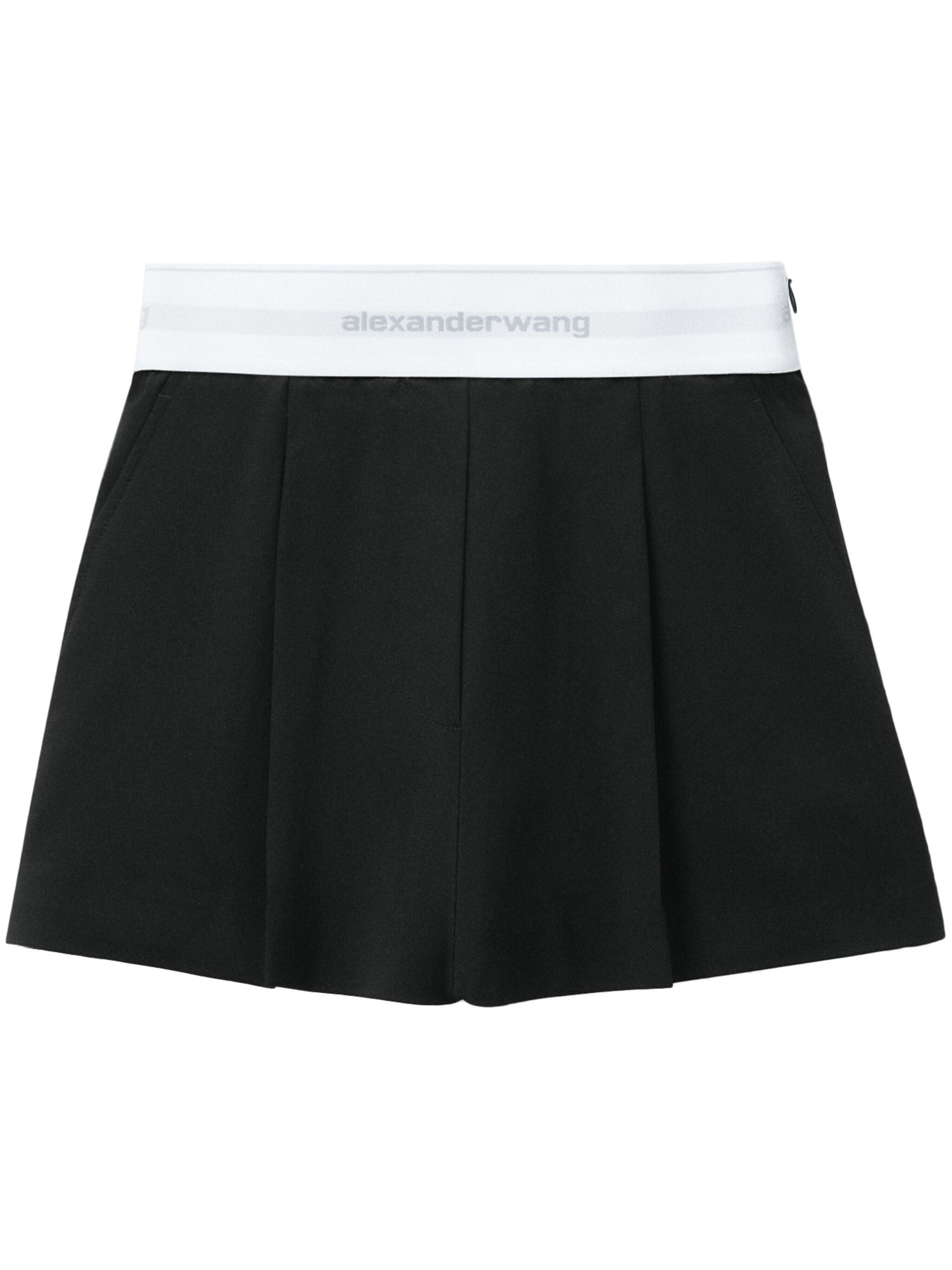 ALEXANDER WANG Women High Waisted Pleated Short With Logo Elastic - 1