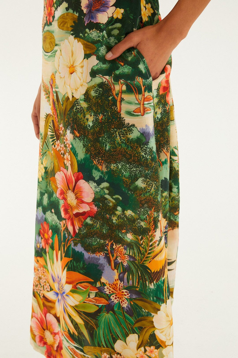 FARM RIO Multicolor Oriental Garden Short Sleeve Maxi Dress outlook