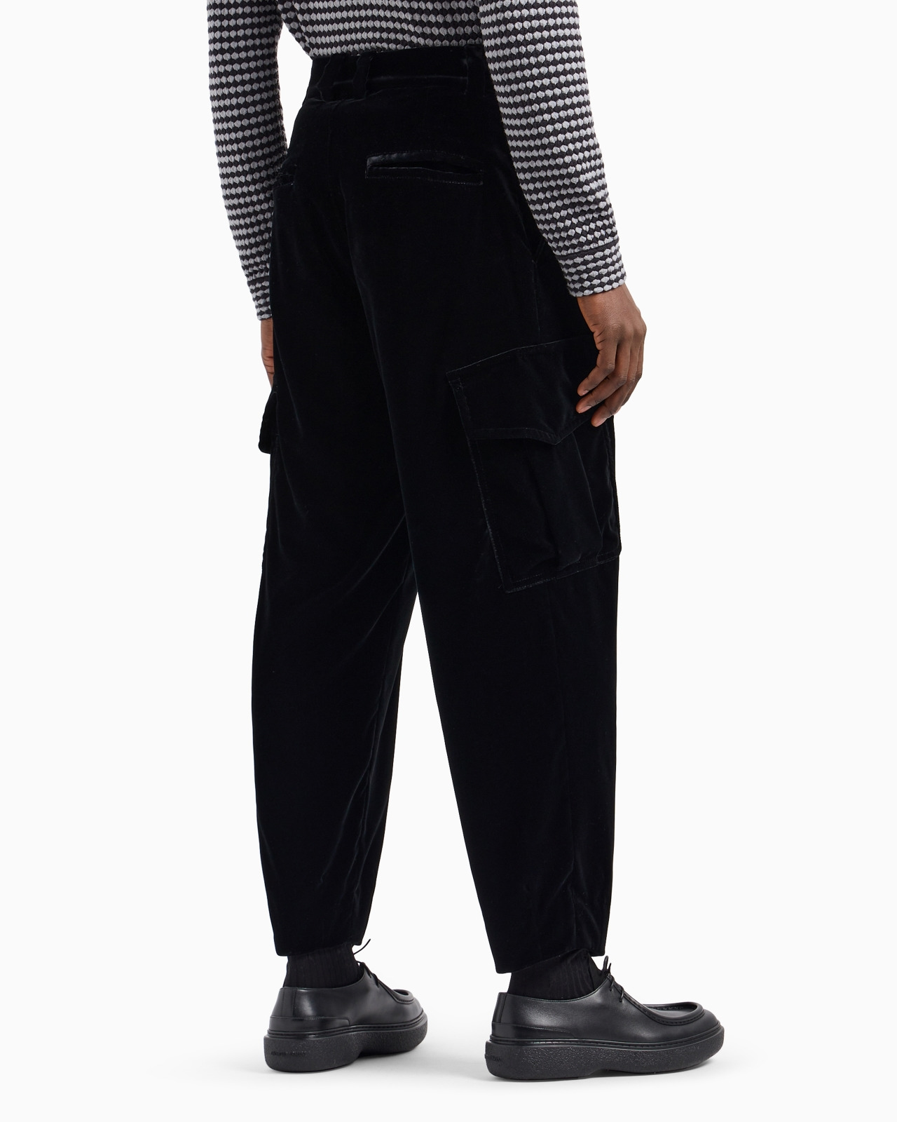 Single-pleat velvet cargo trousers - 3