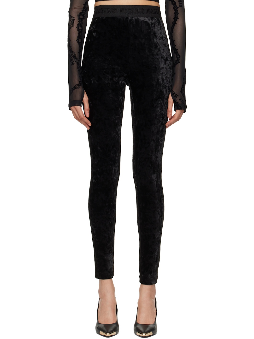 Black Velvet Leggings - 1