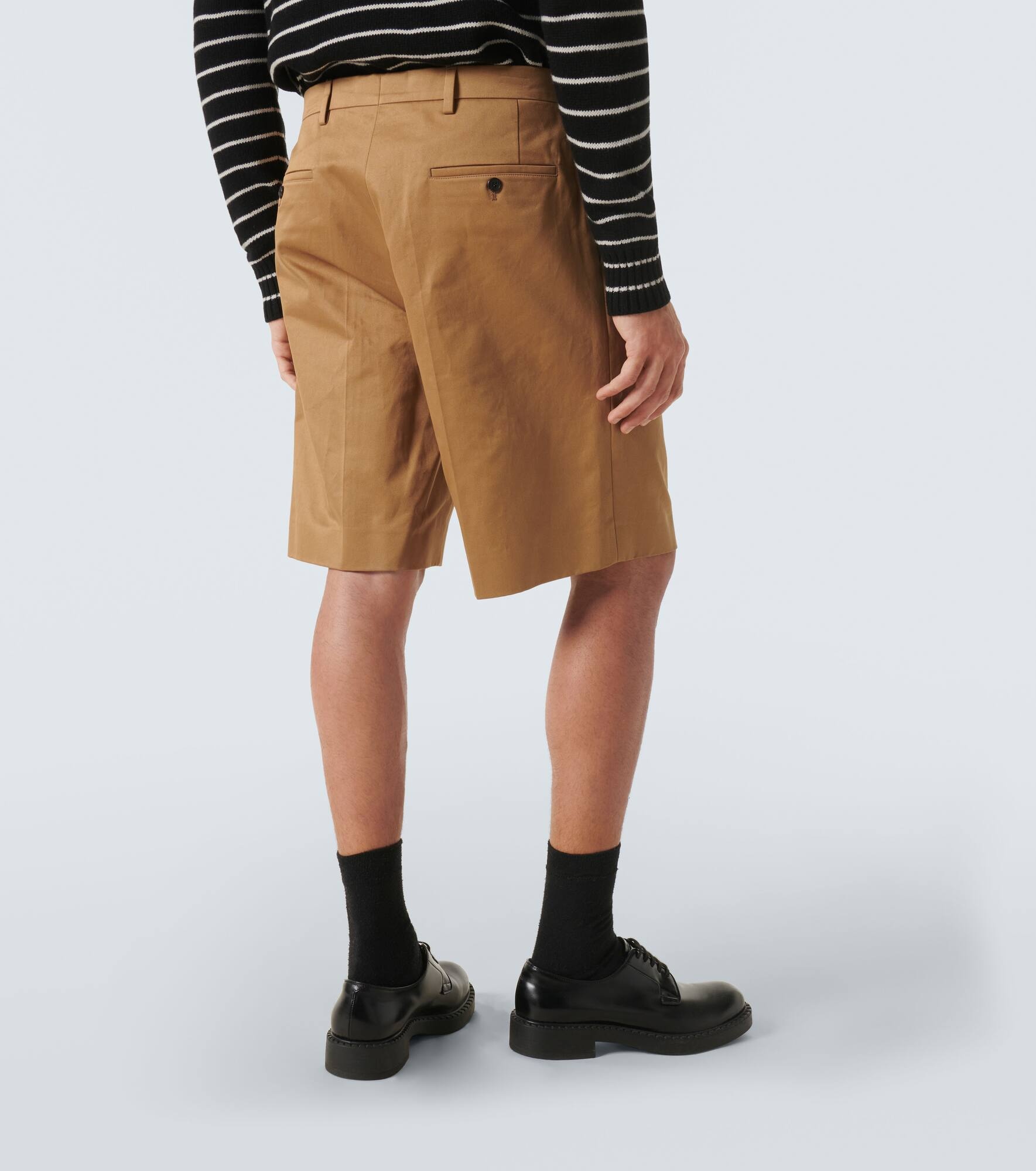 Pleated cotton-twill shorts - 4