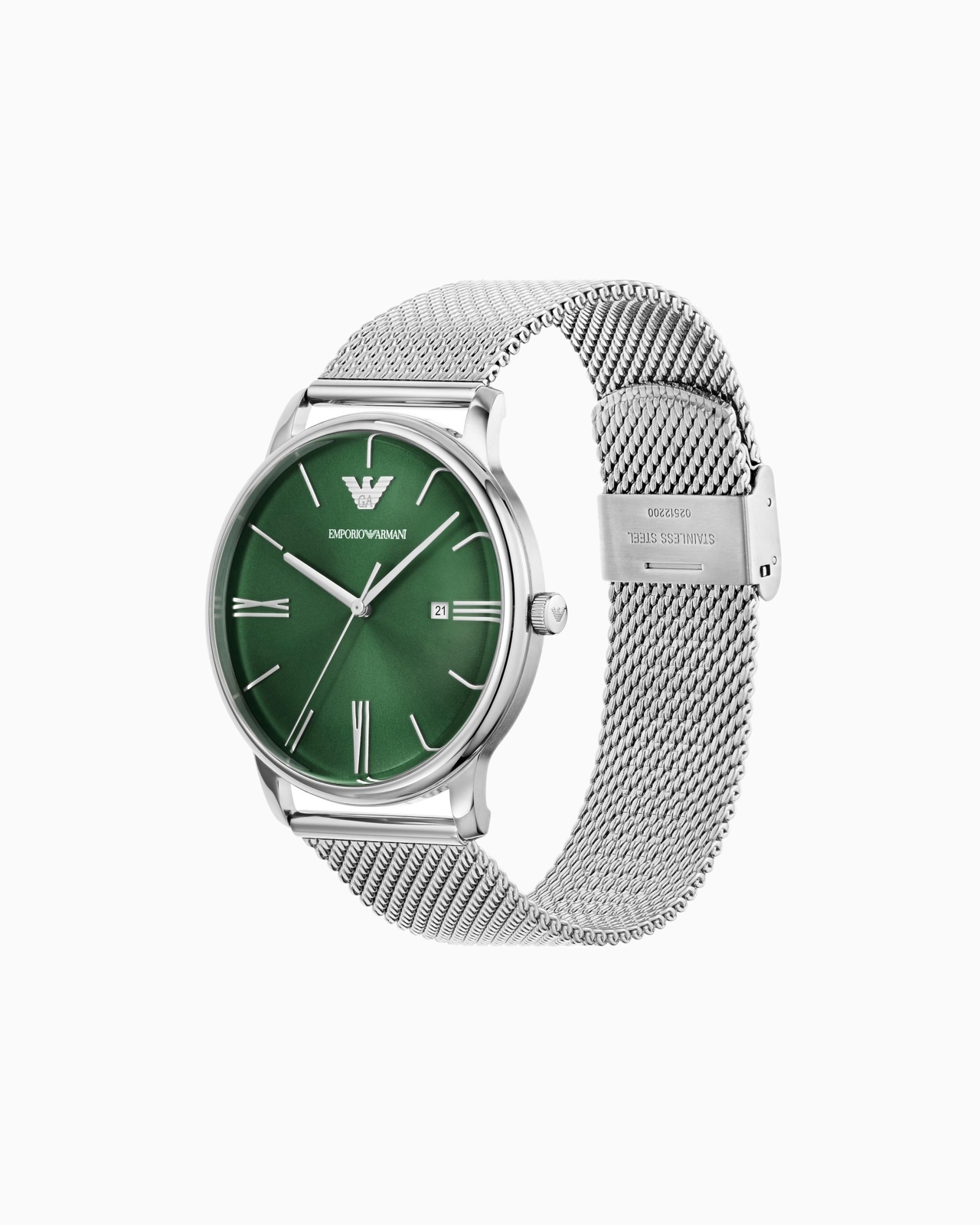 THREE-HAND DATE STAINLESS STEEL MESH WATCH - 2