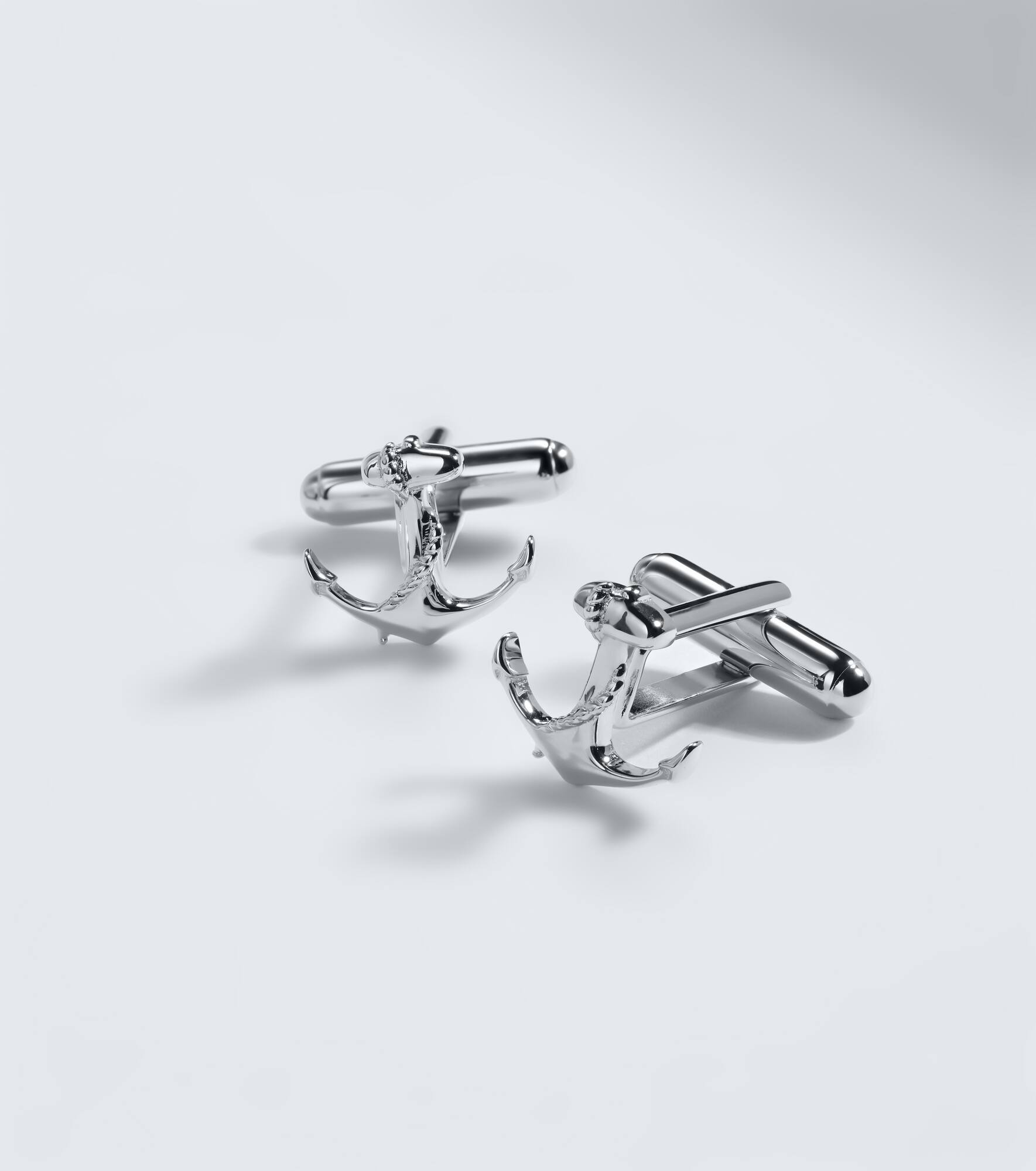 Anchor rhodium-plated sterling silver cufflinks - 4