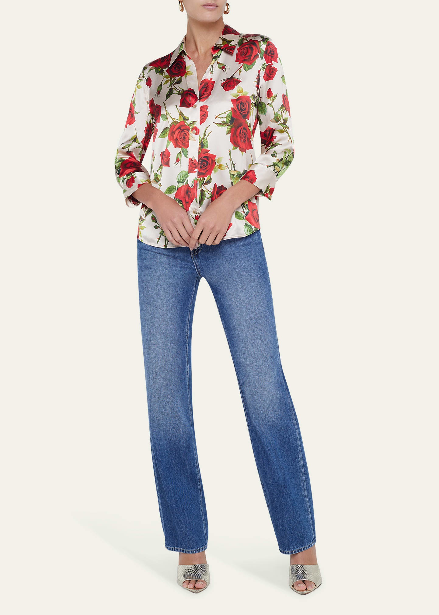 Rose-Printed Dani Silk Blouse - 5