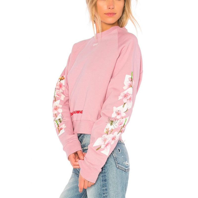Off-White (WMNS) Off-White C O Virgil Abloh FW Cherry Blossom Crop Cotton Sweatshirt OWBA026E170030502788 outlook